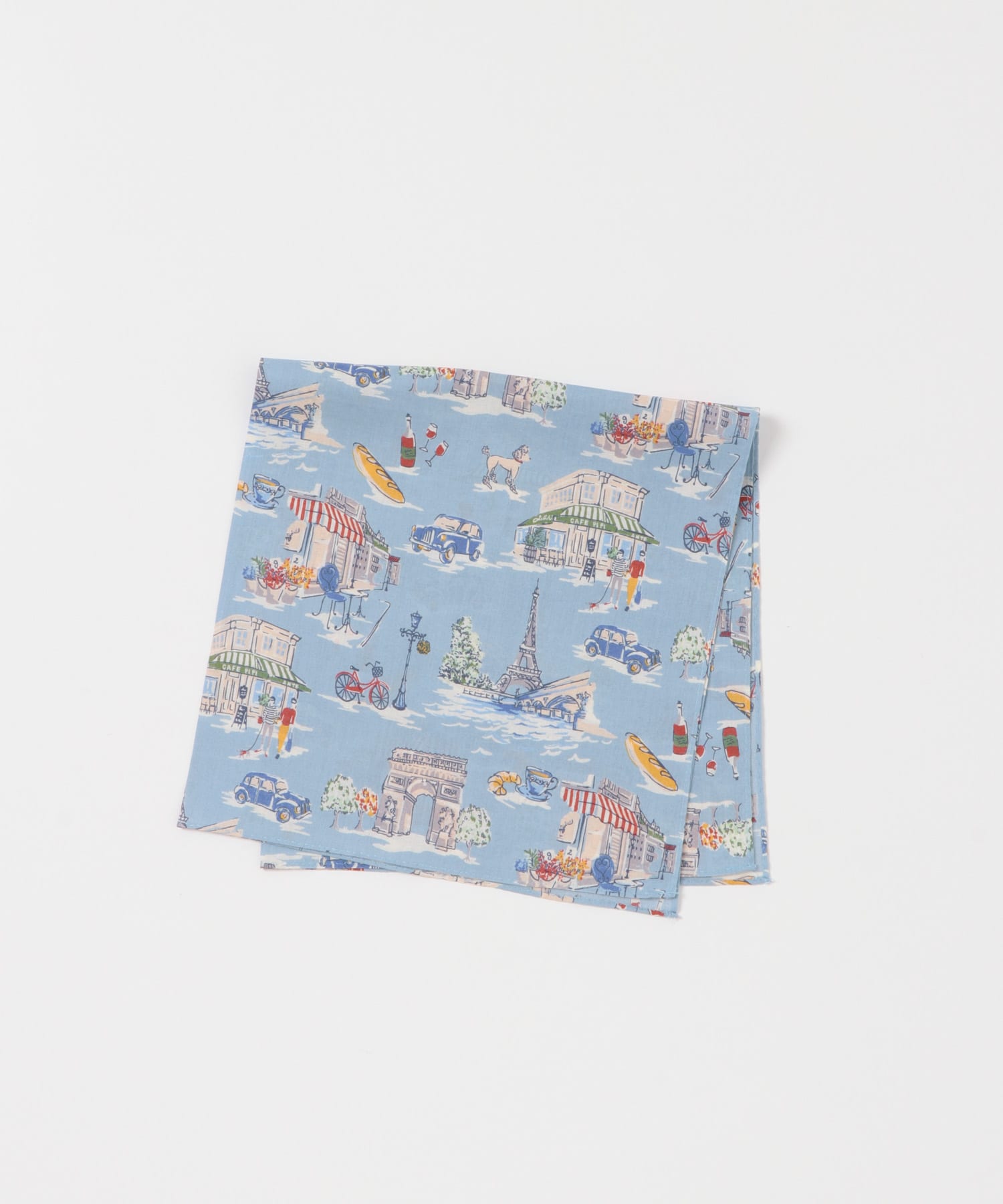 LIFE STYLE TAILOR　モチーフ柄コットンハンカチ LIGHT BLUE -