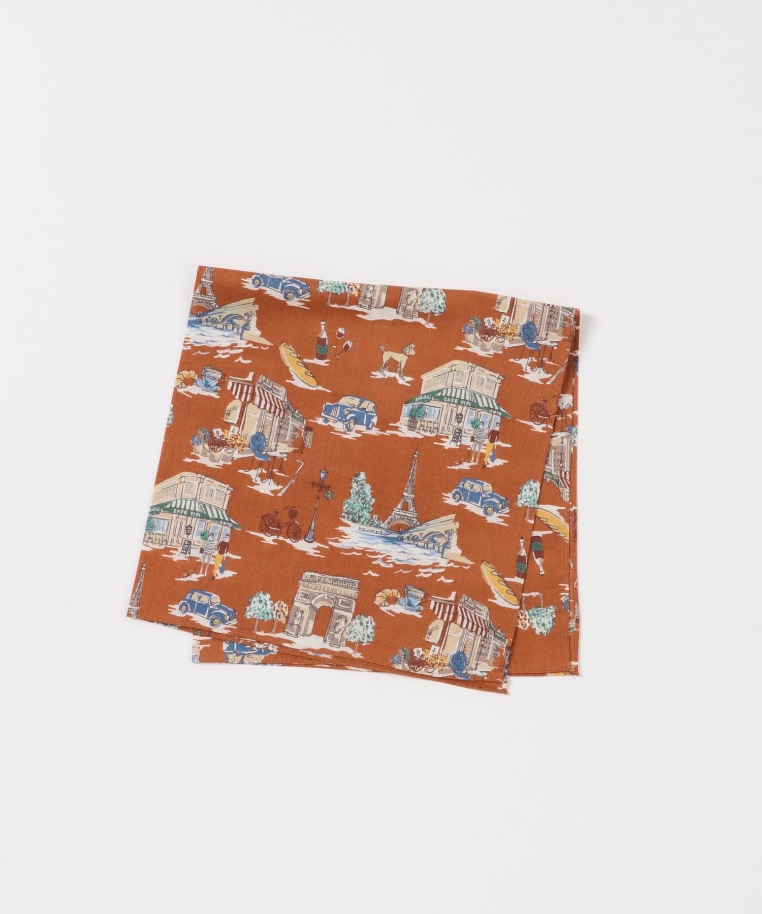 LIFE STYLE TAILOR　モチーフ柄コットンハンカチ ORANGE -
