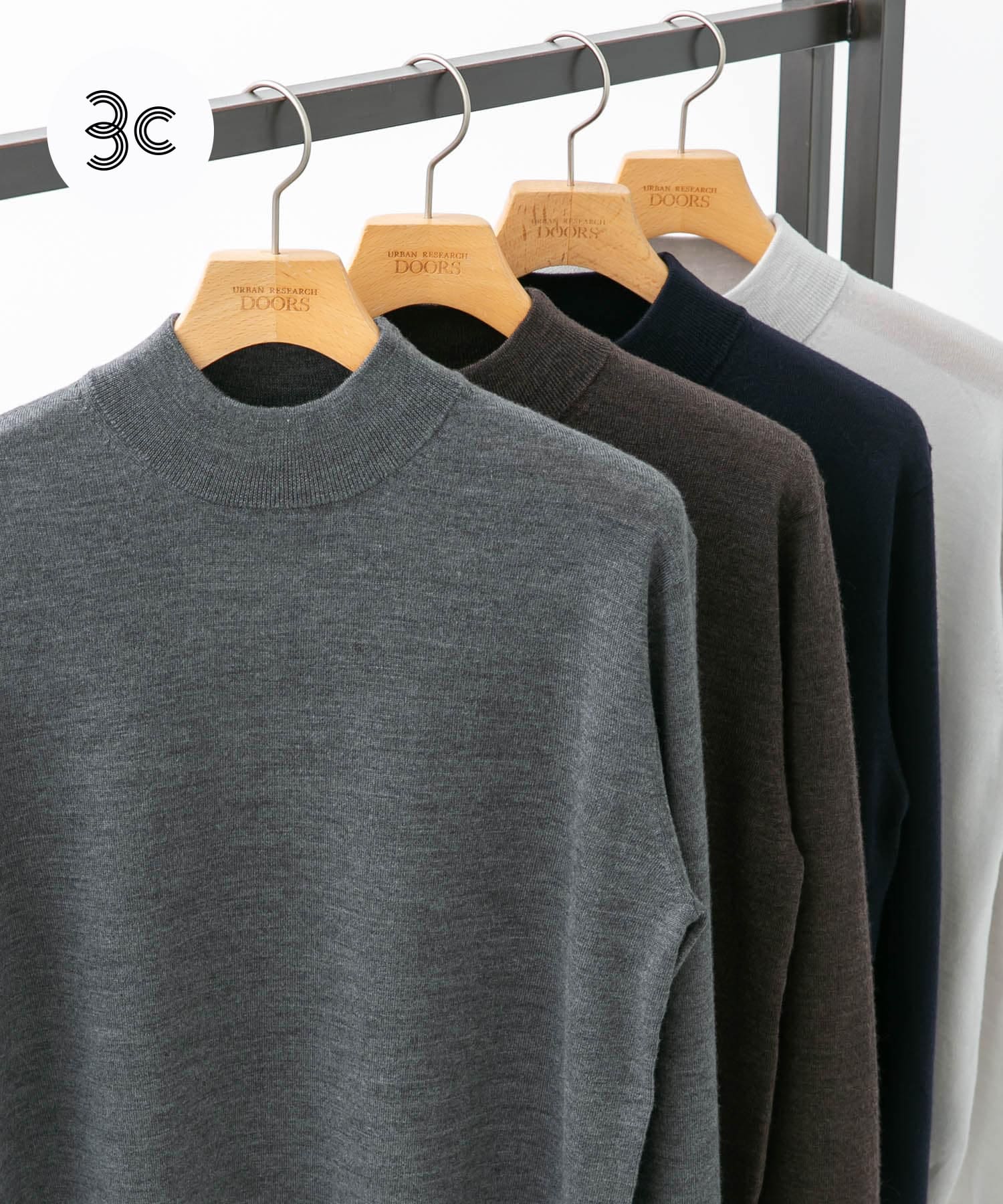 LIFE STYLE TAILOR　マシンウォッシャブルハイゲージモックニット 杢CHARCOAL M