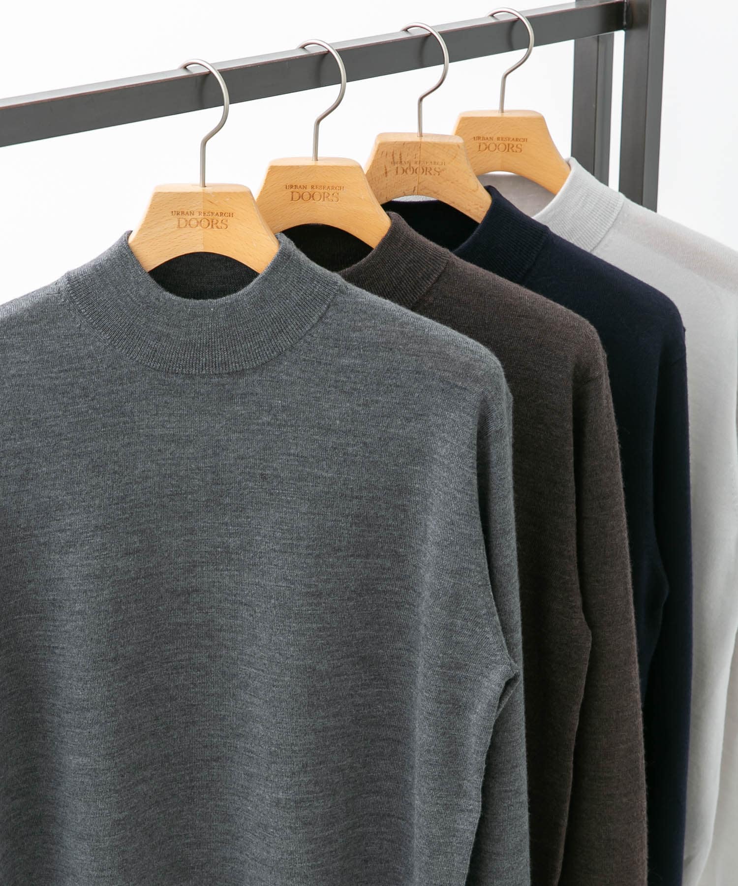 LIFE STYLE TAILOR　マシンウォッシャブルハイゲージモックニット 杢CHARCOAL M