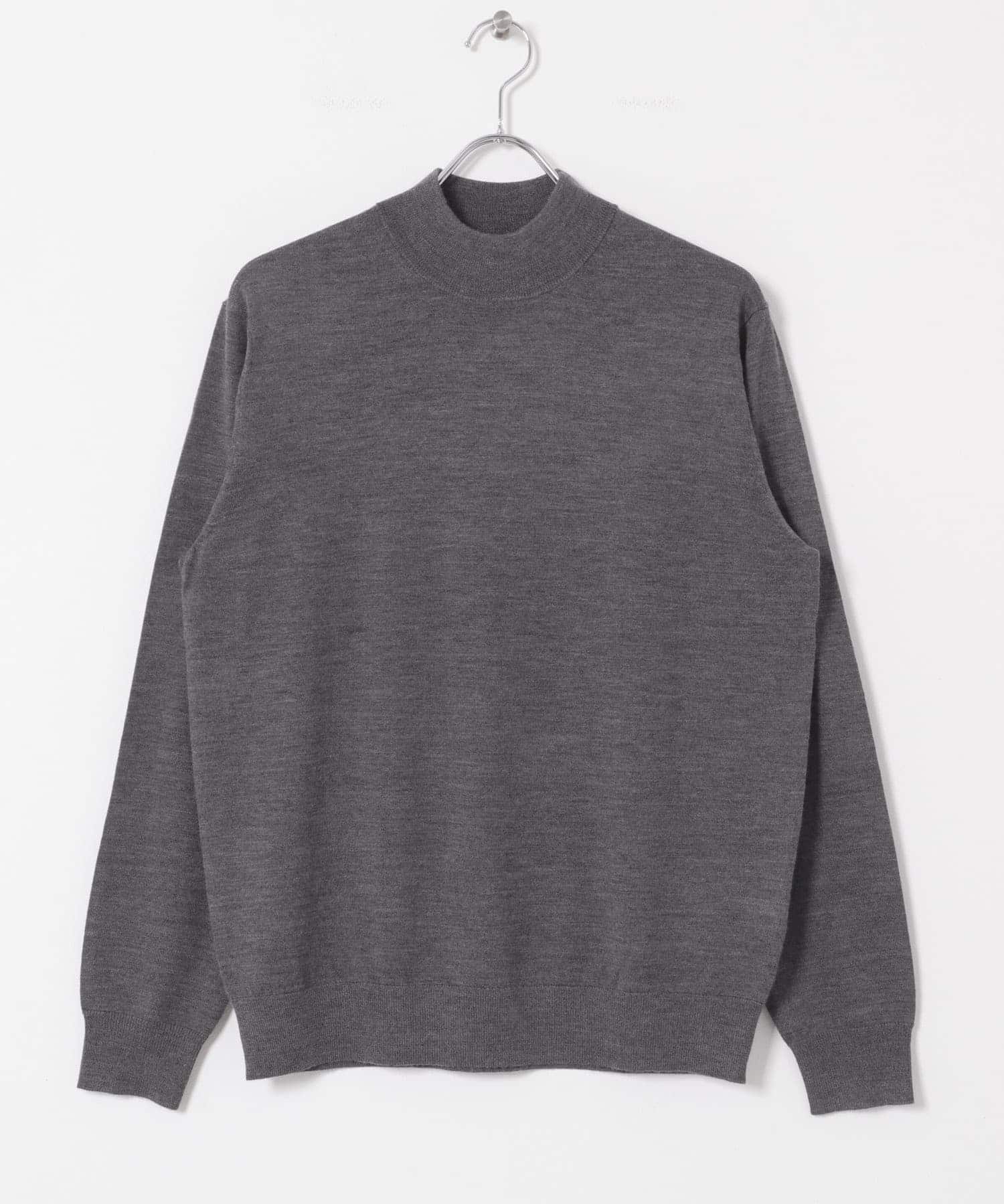 LIFE STYLE TAILOR　マシンウォッシャブルハイゲージモックニット 杢CHARCOAL M