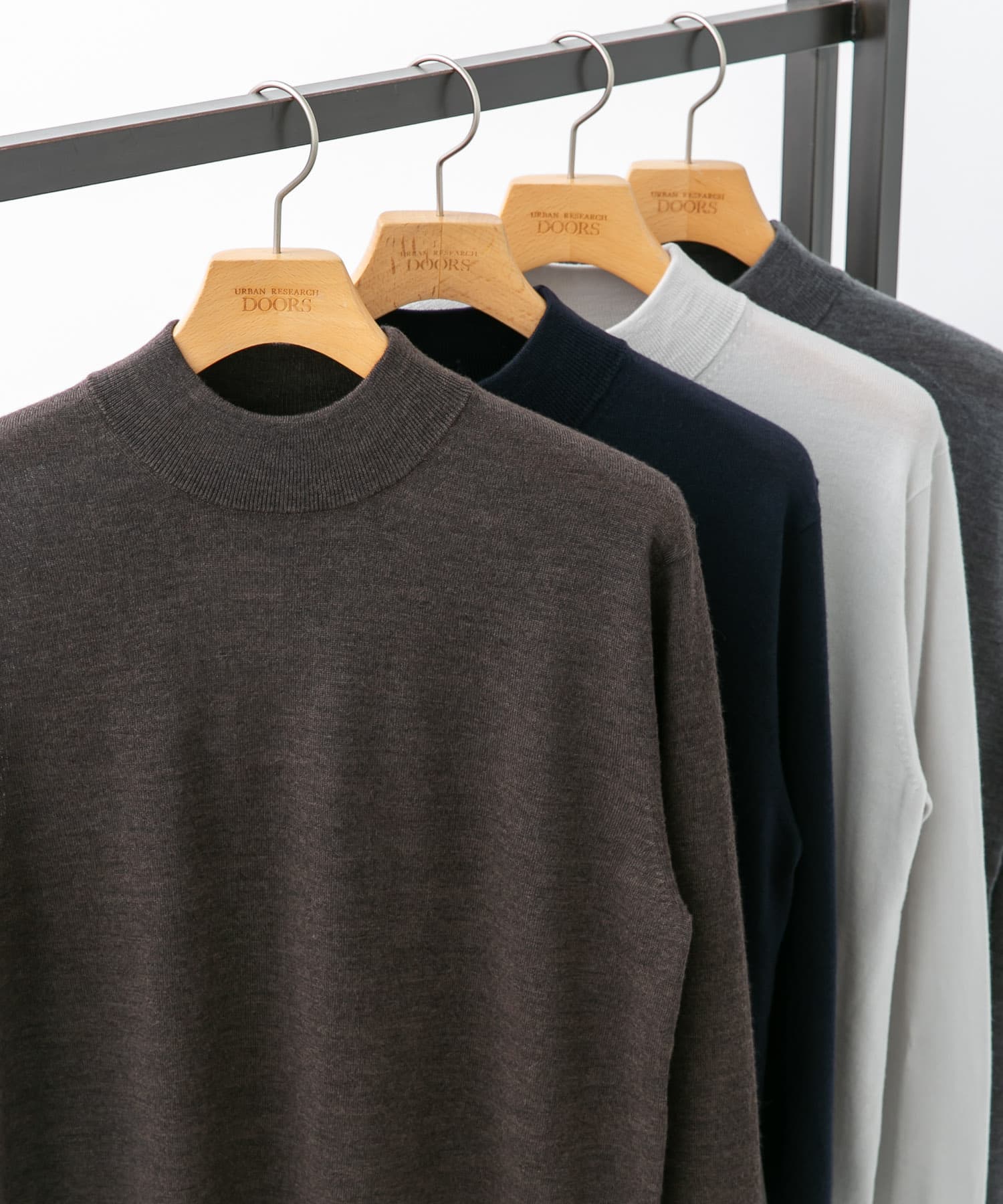 LIFE STYLE TAILOR　マシンウォッシャブルハイゲージモックニット 杢BROWN M