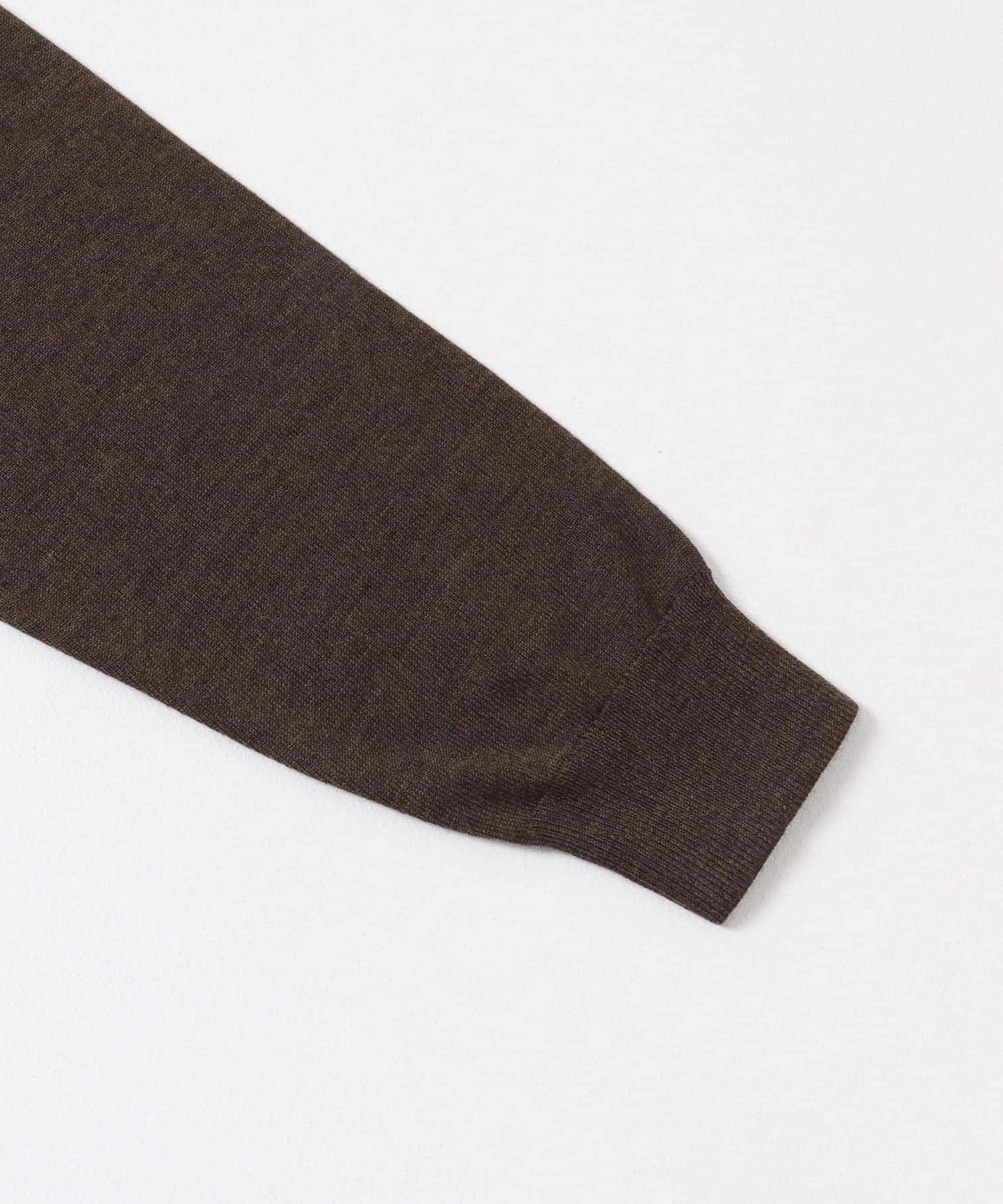 LIFE STYLE TAILOR　マシンウォッシャブルハイゲージモックニット 杢BROWN M