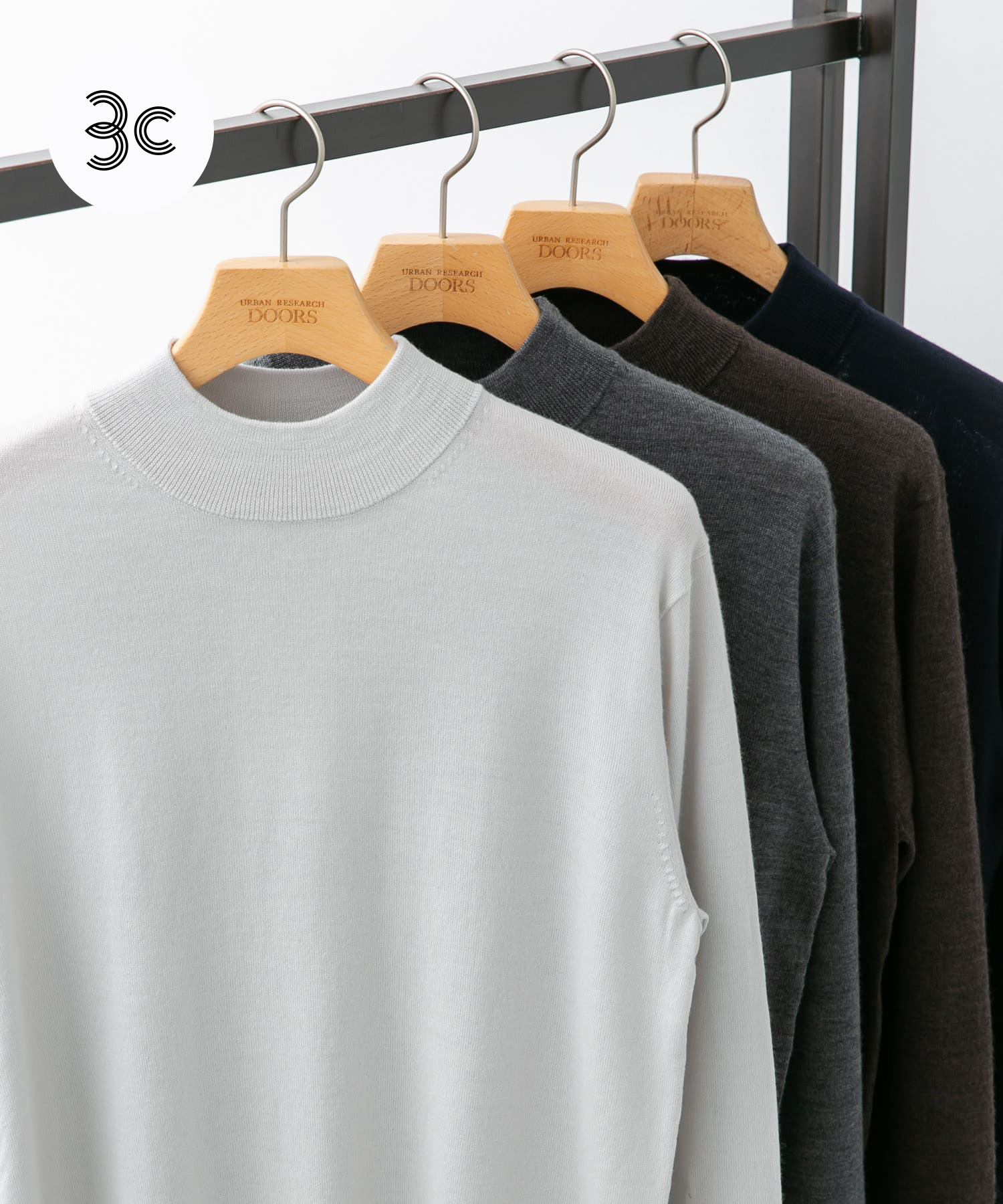 LIFE STYLE TAILOR　マシンウォッシャブルハイゲージモックニット IVORY M