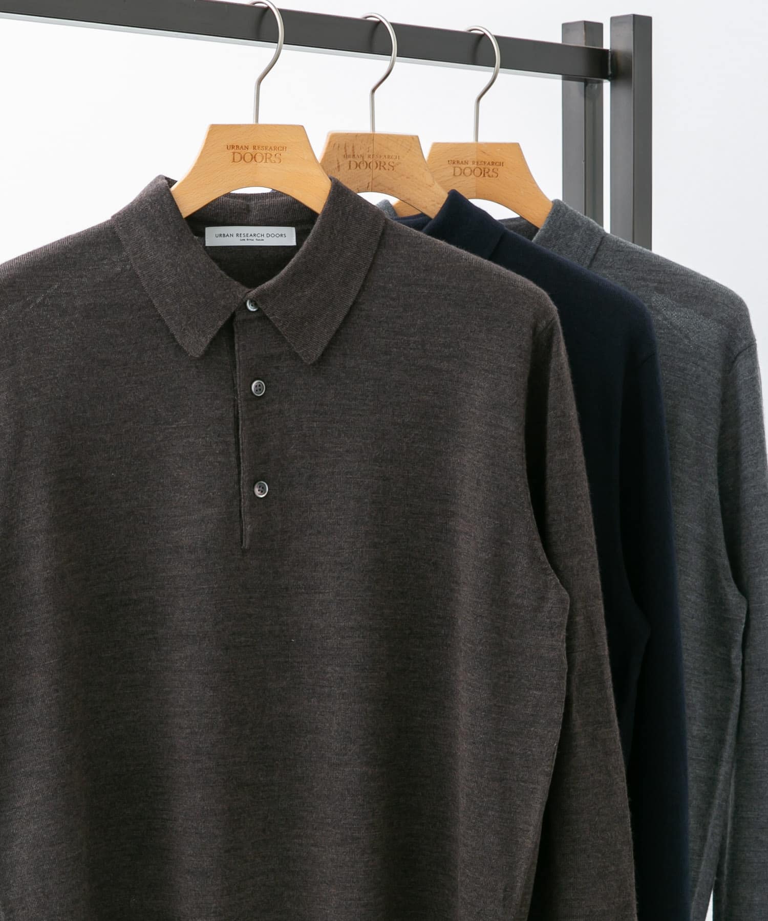 LIFE STYLE TAILOR　マシンウォッシャブルハイゲージニットポロ 杢BROWN M