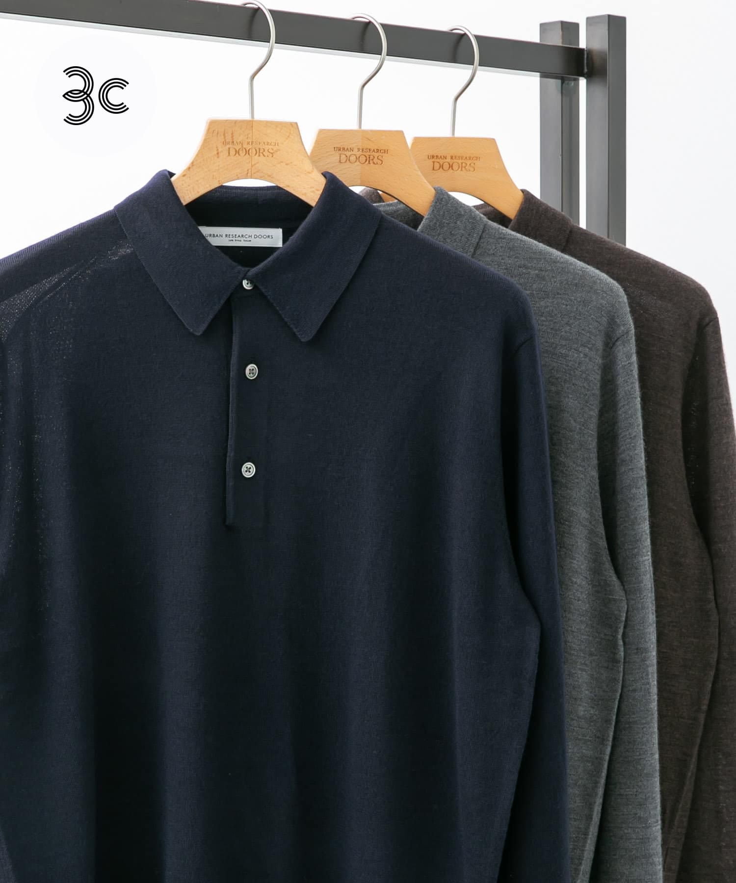 LIFE STYLE TAILOR　マシンウォッシャブルハイゲージニットポロ NAVY M