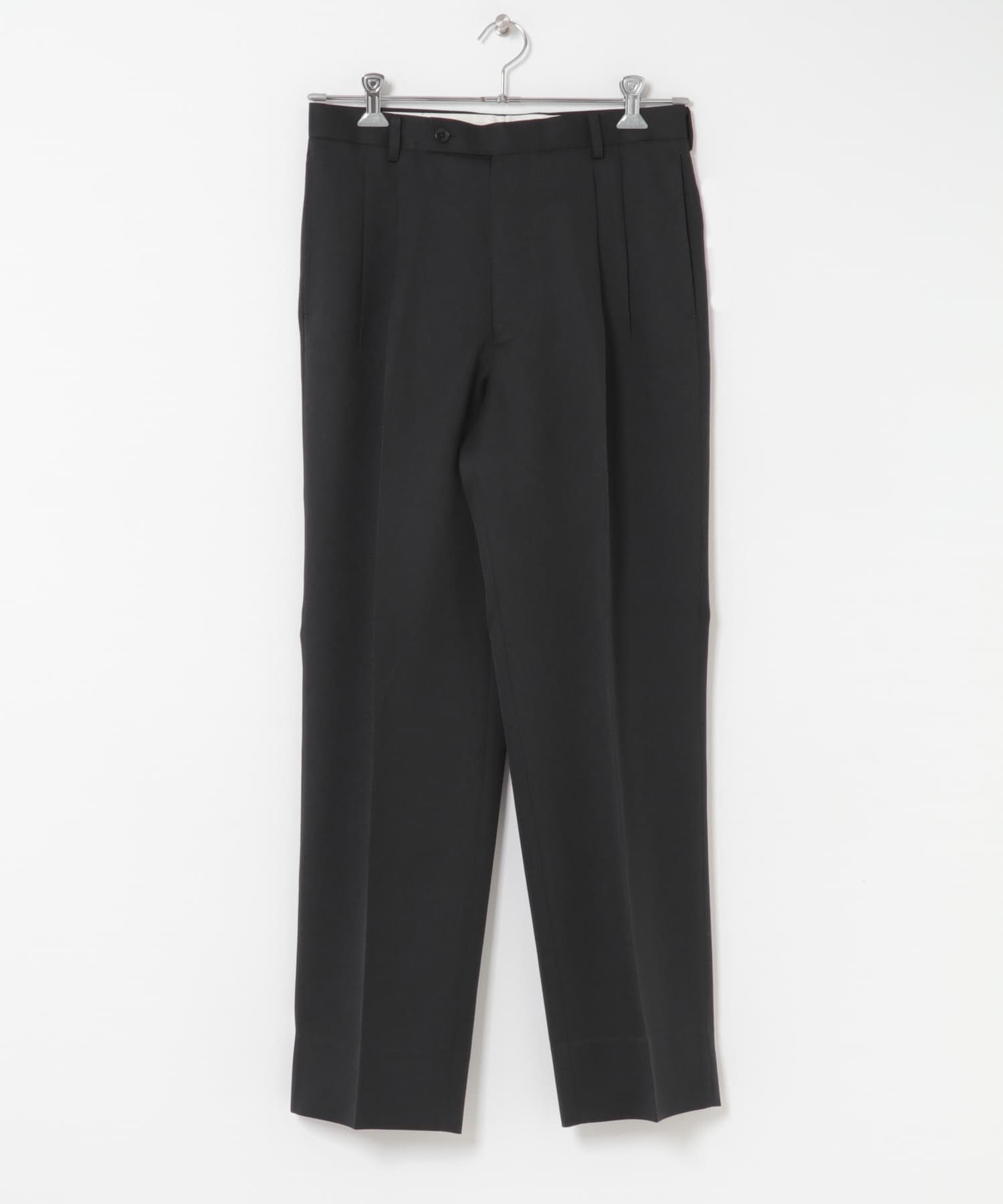 LIFE STYLE TAILOR　レトロヘリンボンストレッチ2タックパンツ BLACK S