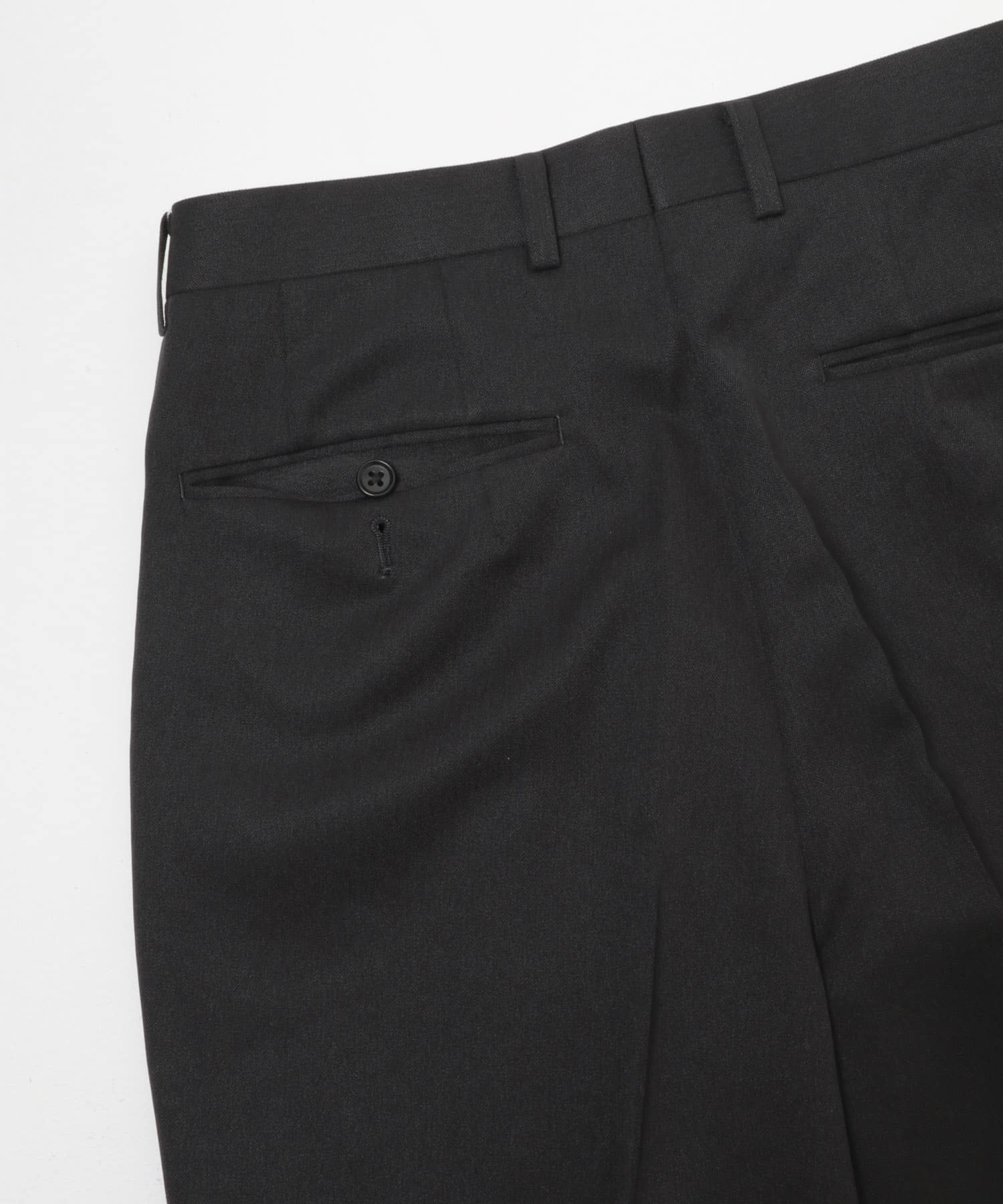 LIFE STYLE TAILOR　レトロヘリンボンストレッチ2タックパンツ BLACK S