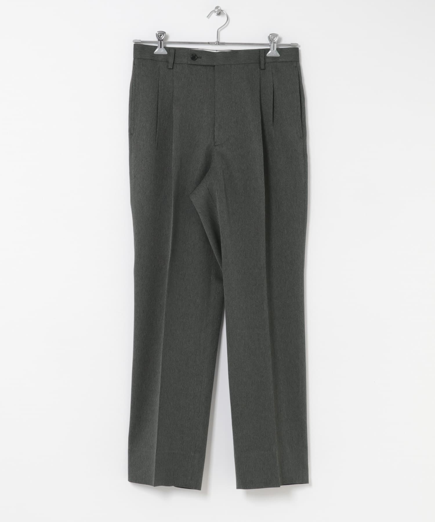 LIFE STYLE TAILOR　レトロヘリンボンストレッチ2タックパンツ GRAY S