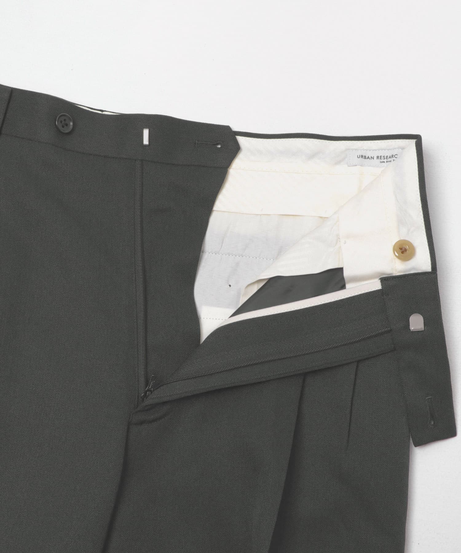 LIFE STYLE TAILOR　レトロヘリンボンストレッチ2タックパンツ GRAY S