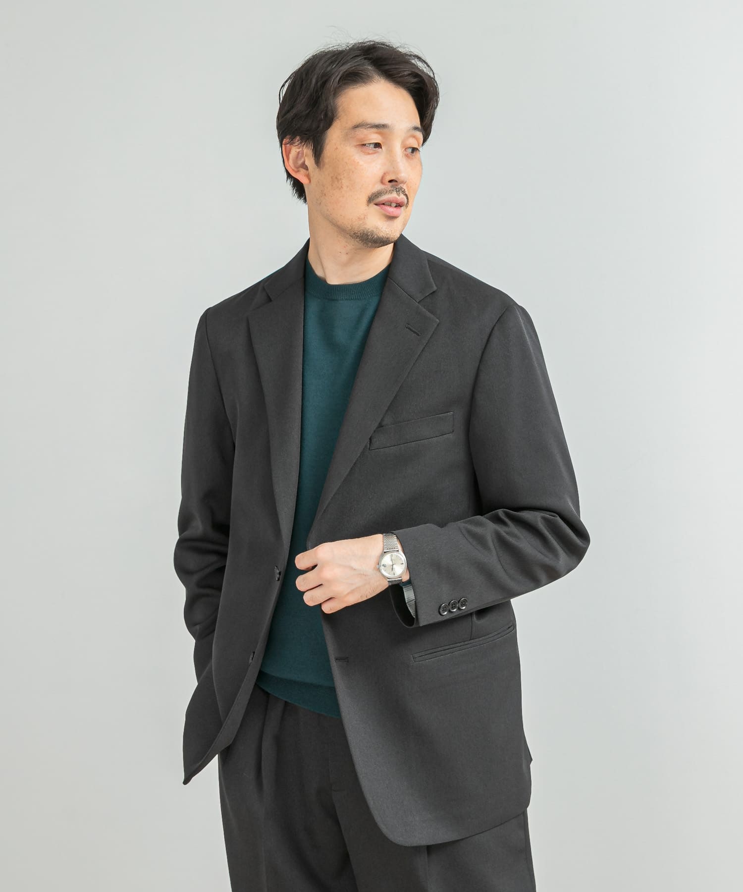 LIFE STYLE TAILOR ソフトポンチストレッチジャケット(44 NAVY