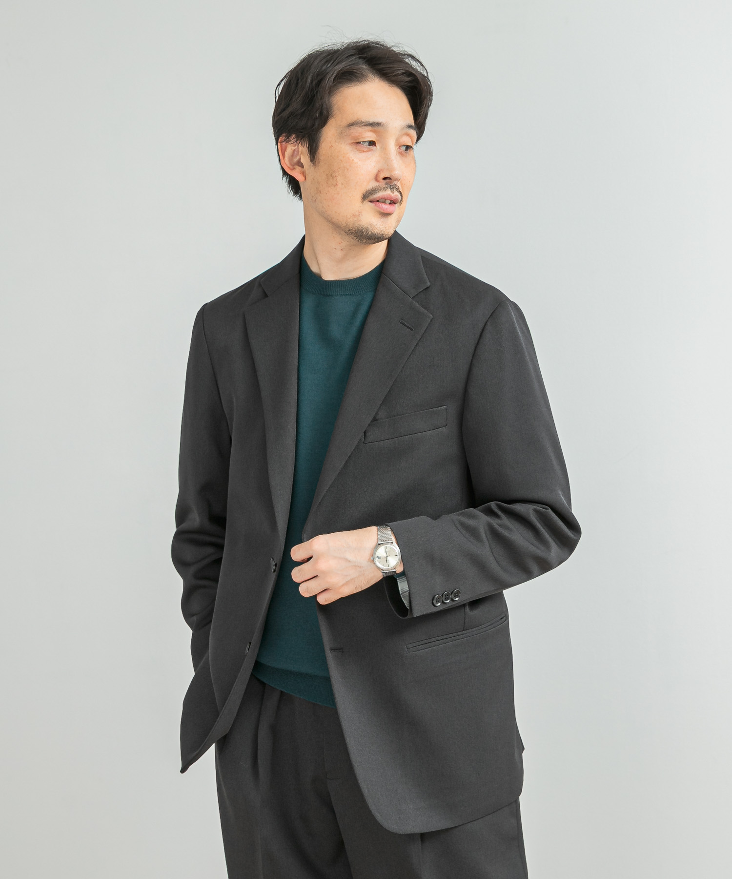 LIFE STYLE TAILOR　レトロヘリンボンストレッチジャケット