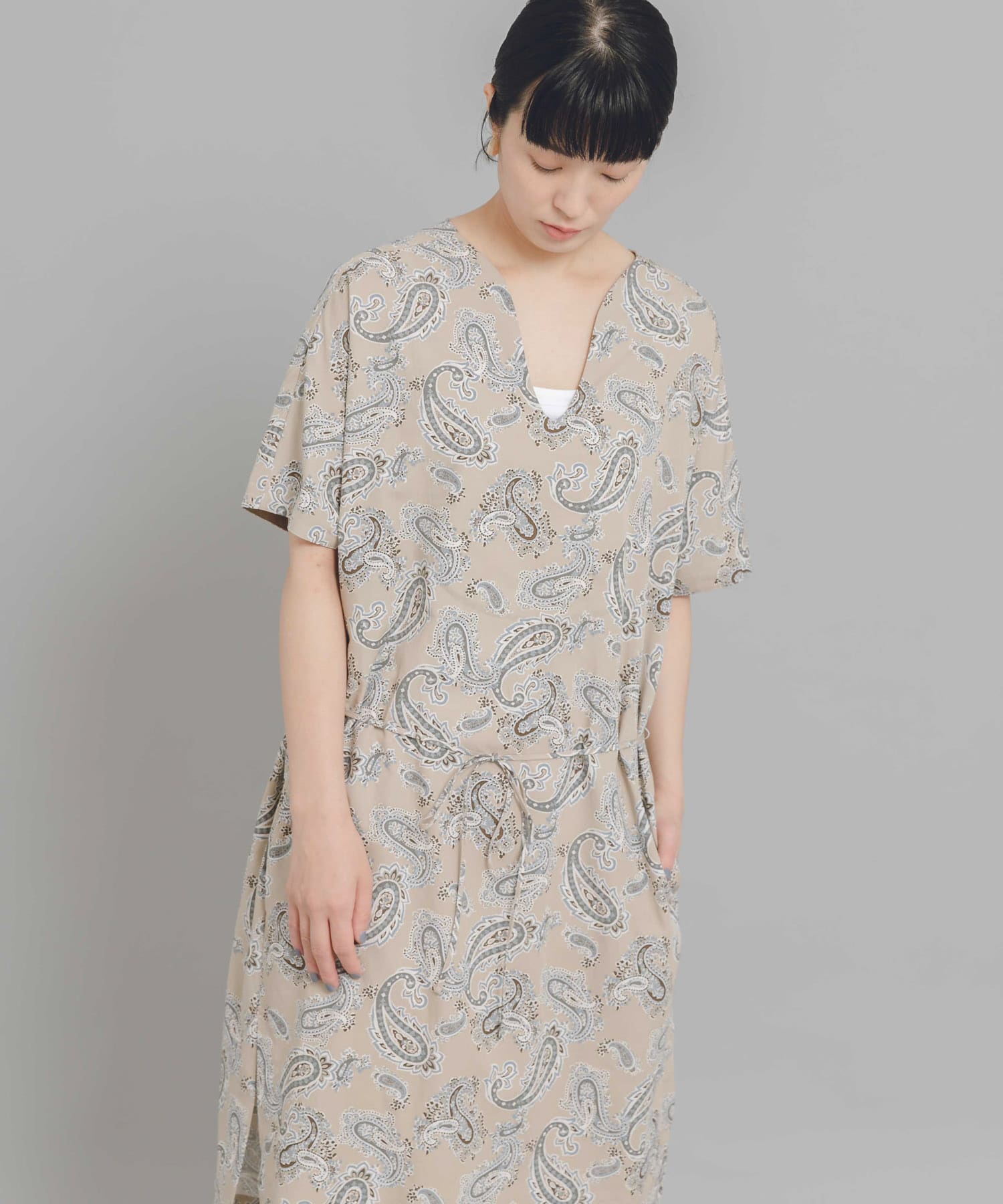 White Label　CRウェザーカフタンチュニックワンピース PAISLEY one