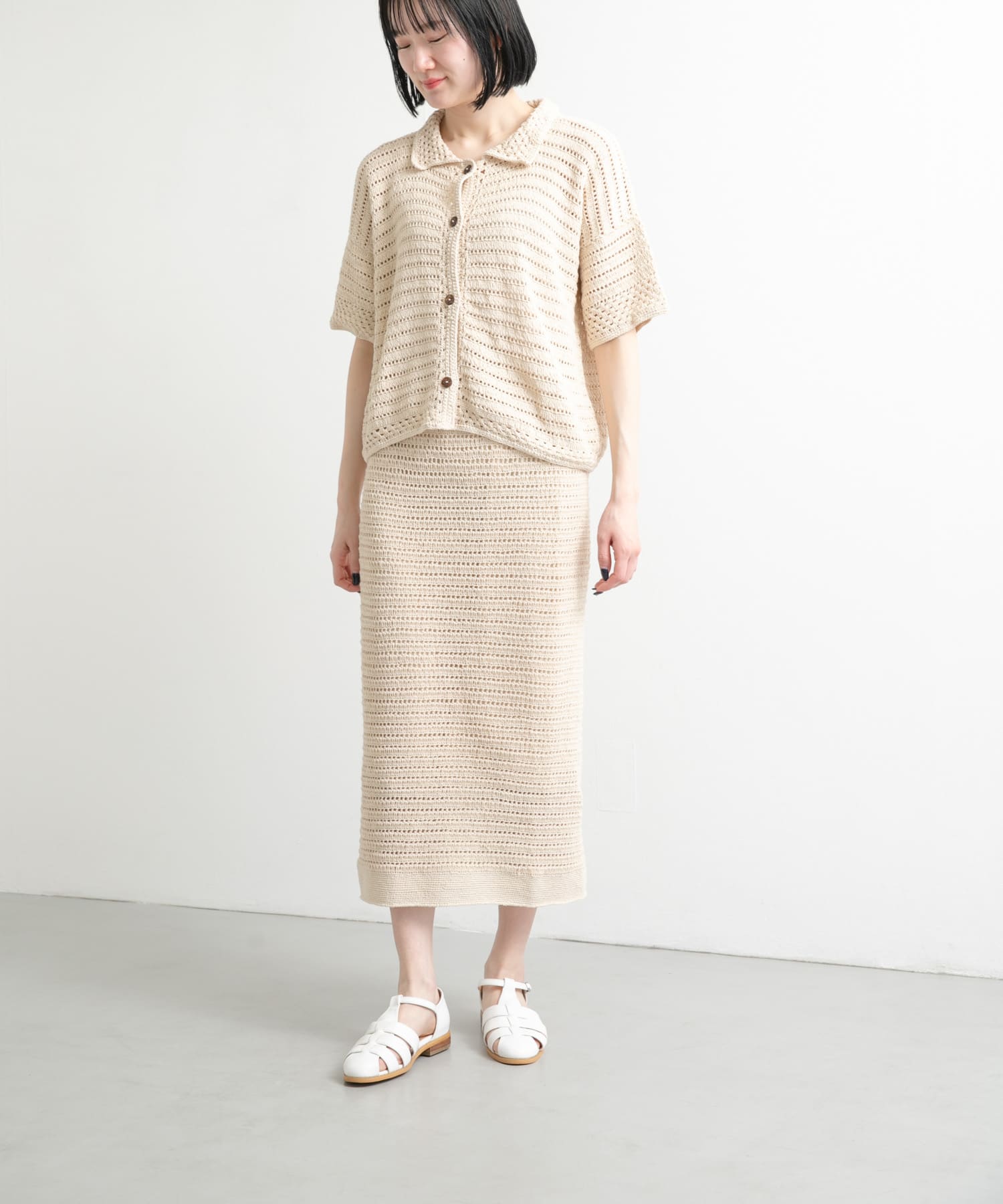 りょうこsovキナリ 別注』KHWOPA×DOORS かぎ針スカート(FREE キナリ): スカート