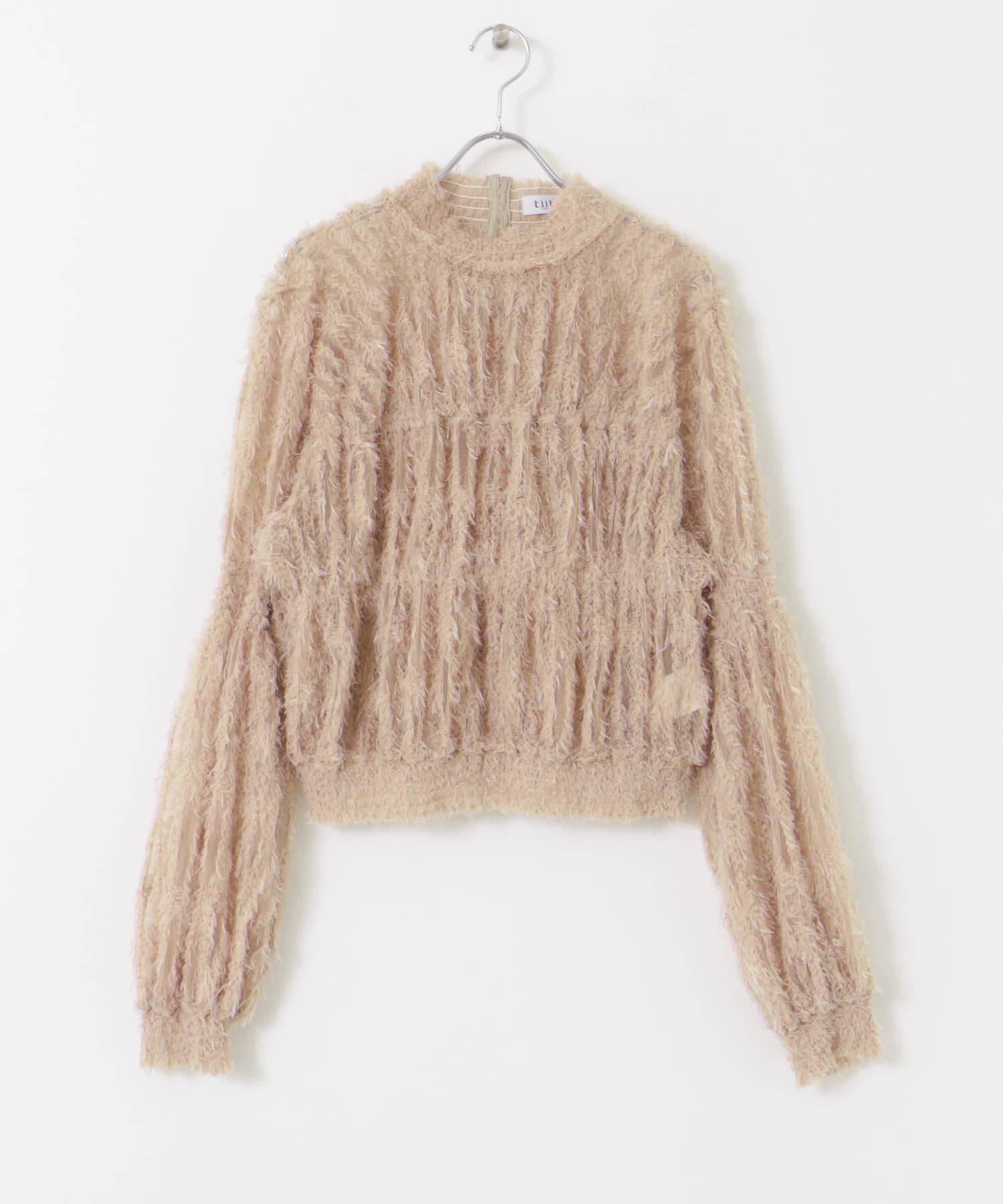 tiit tokyo　tulle shirring blouse beige 38