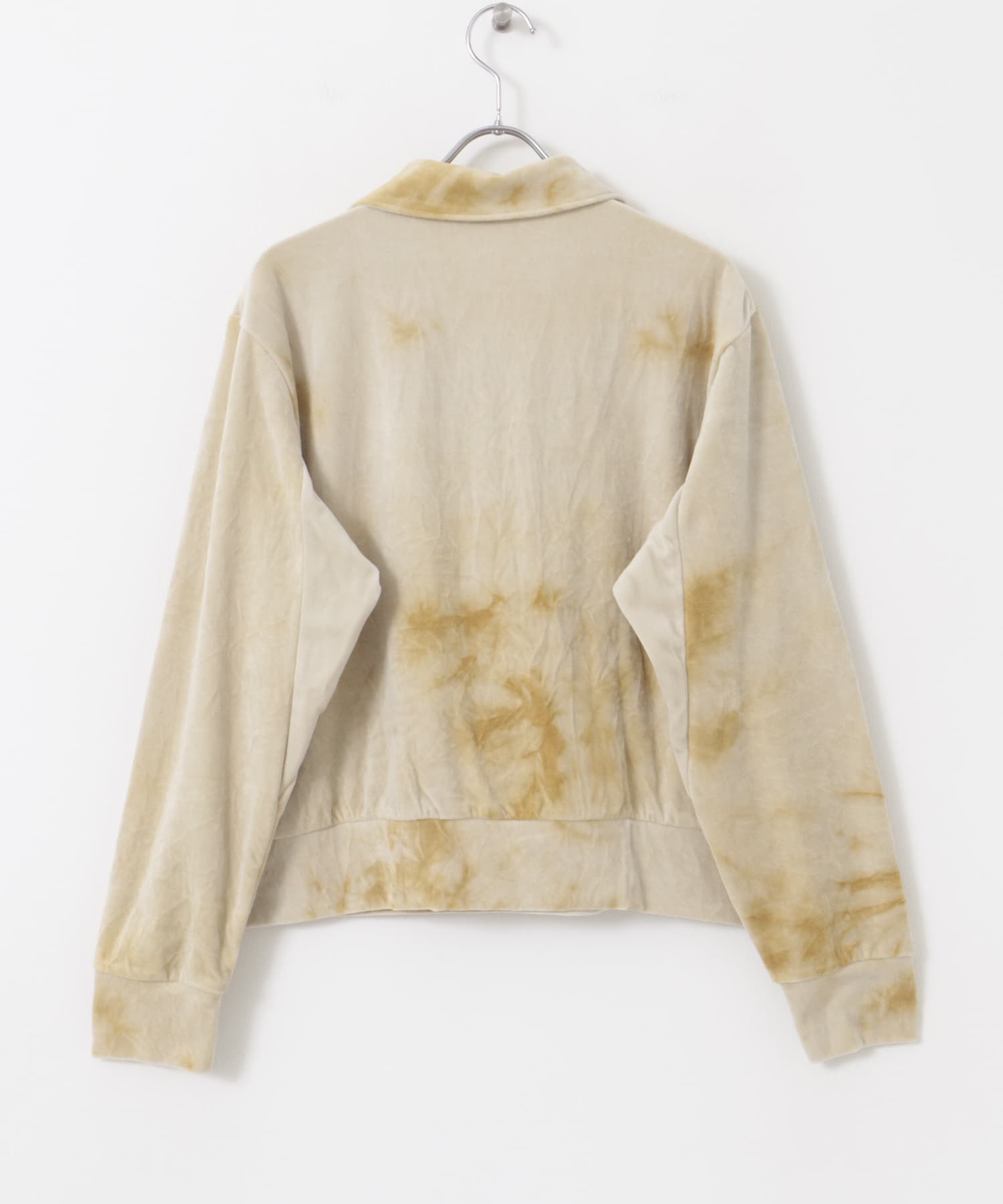 unfil　tie-dyed velour zip polo mustard 0