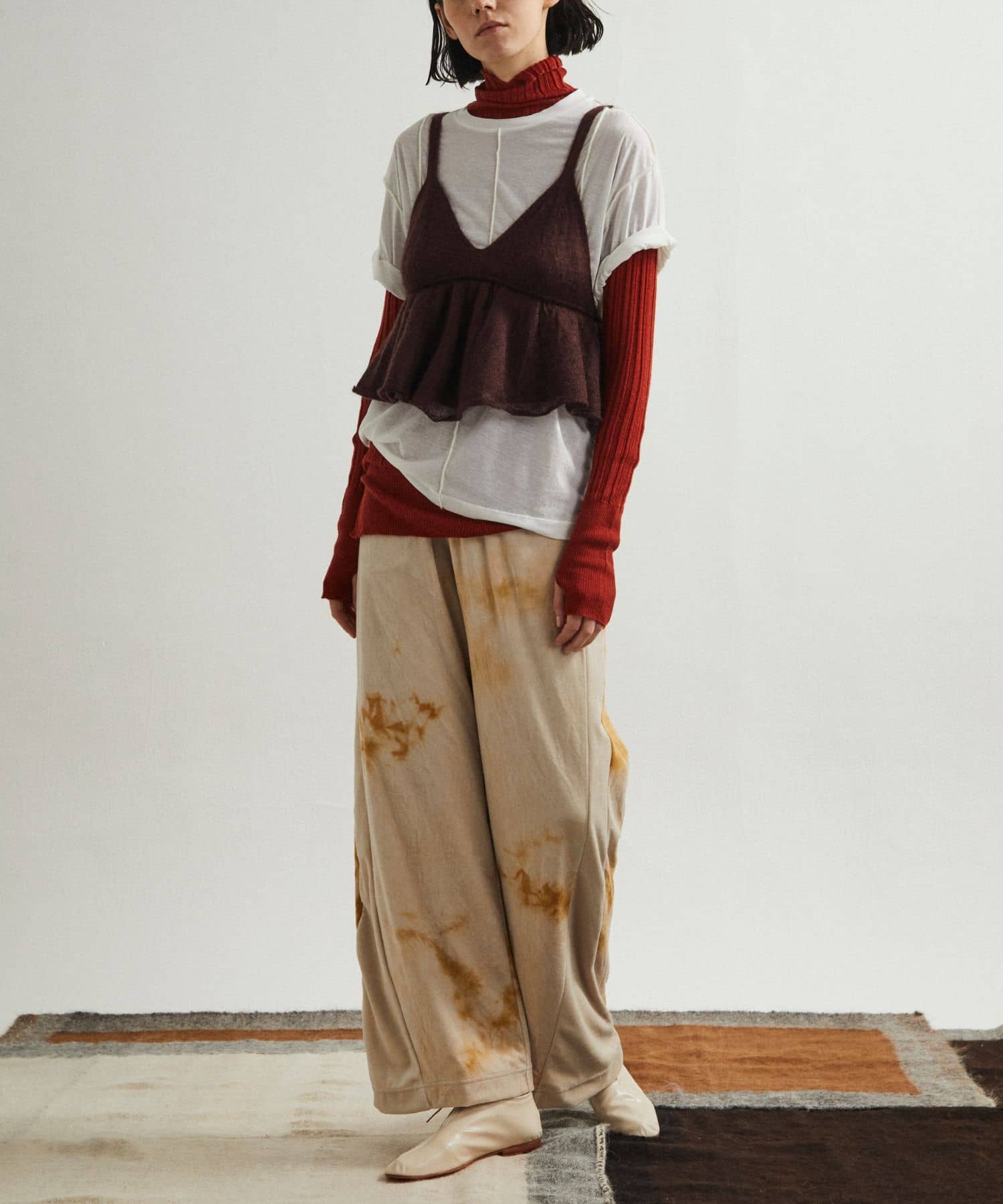 unfil　tie-dyed velour pants mustard 0