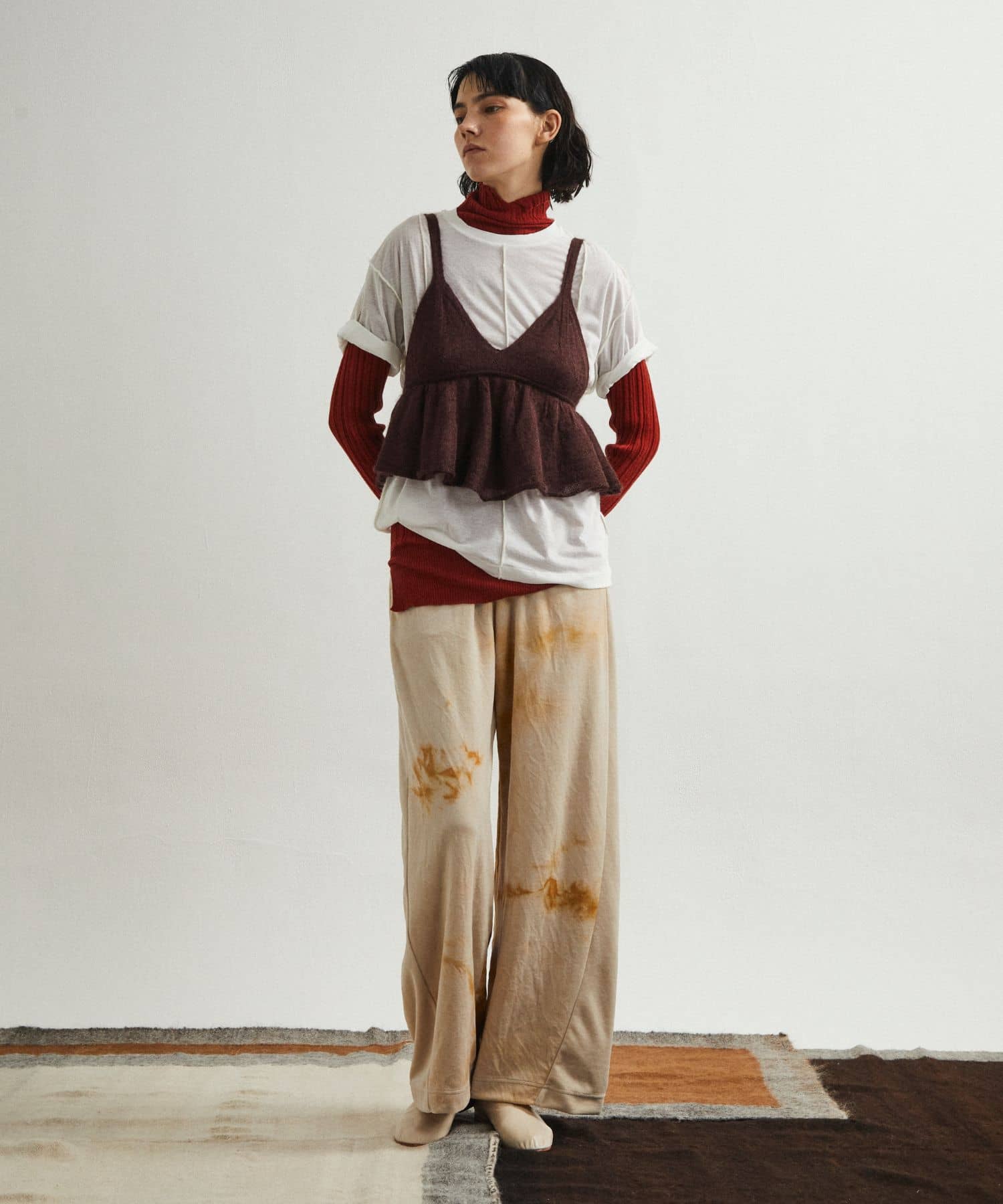 unfil　tie-dyed velour pants mustard 0