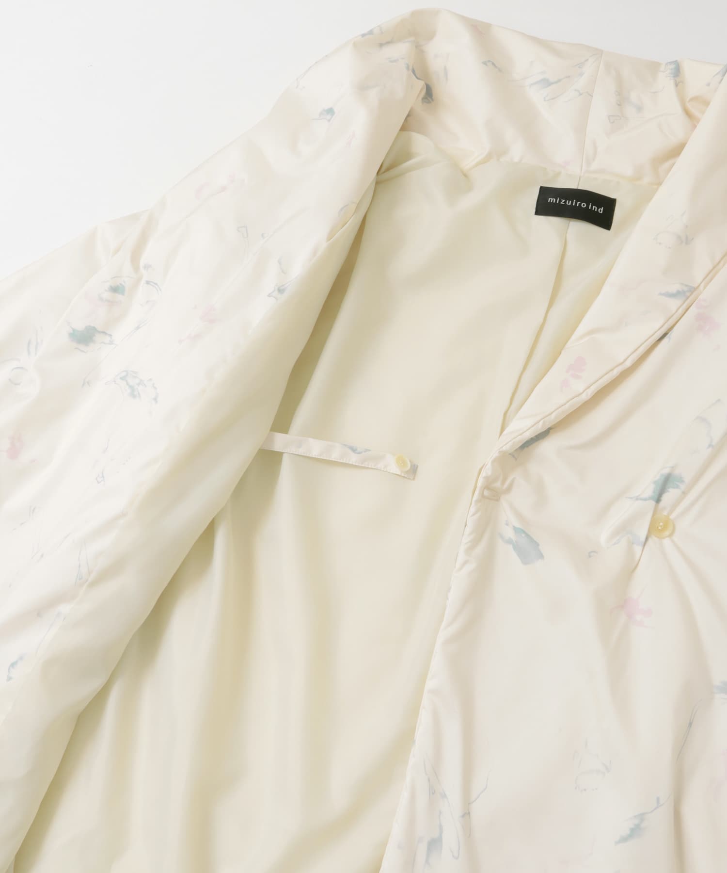 mizuiro ind　print batting coat ivory one