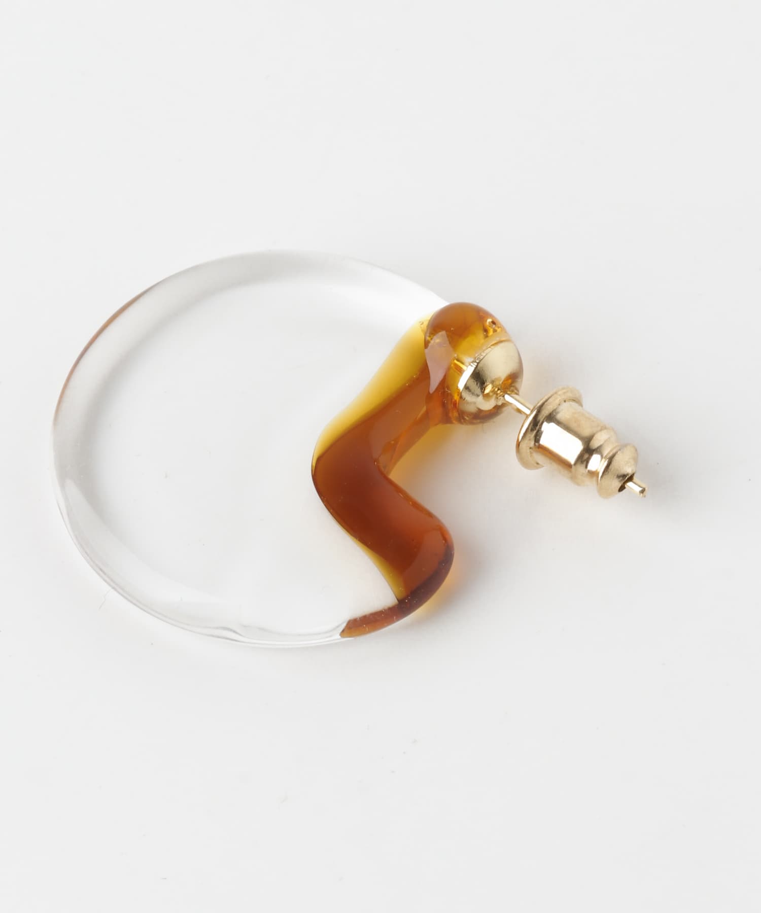 『別注』HARIO Lampwork Factory×DOORS　クォーターサークルピアス アンバー -