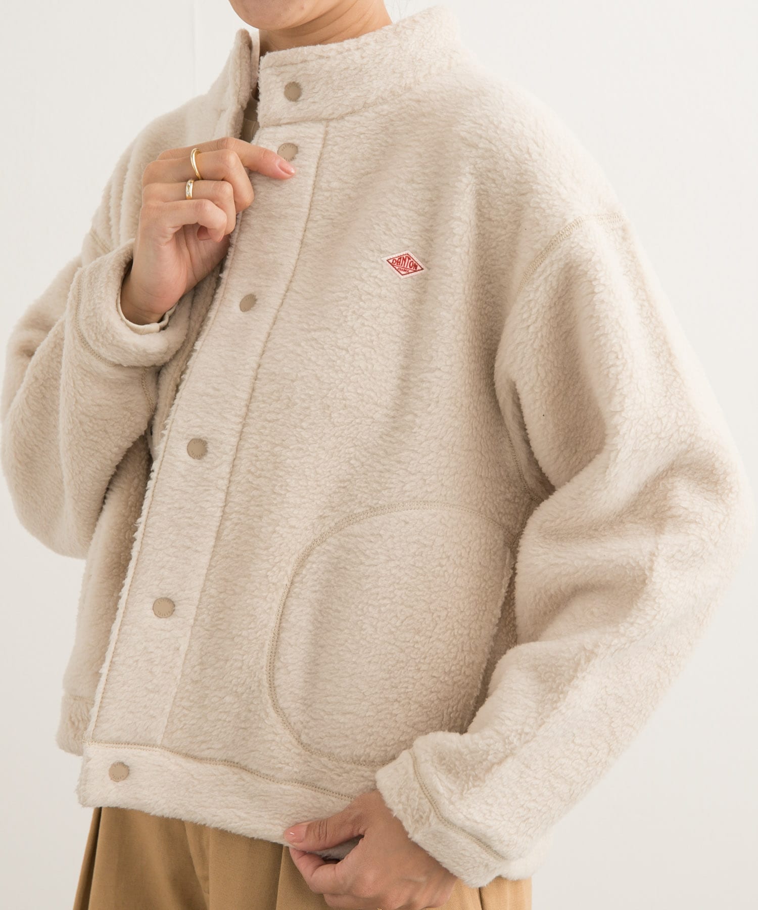 DANTON　STAND COLLAR CARDIGAN CREAM S