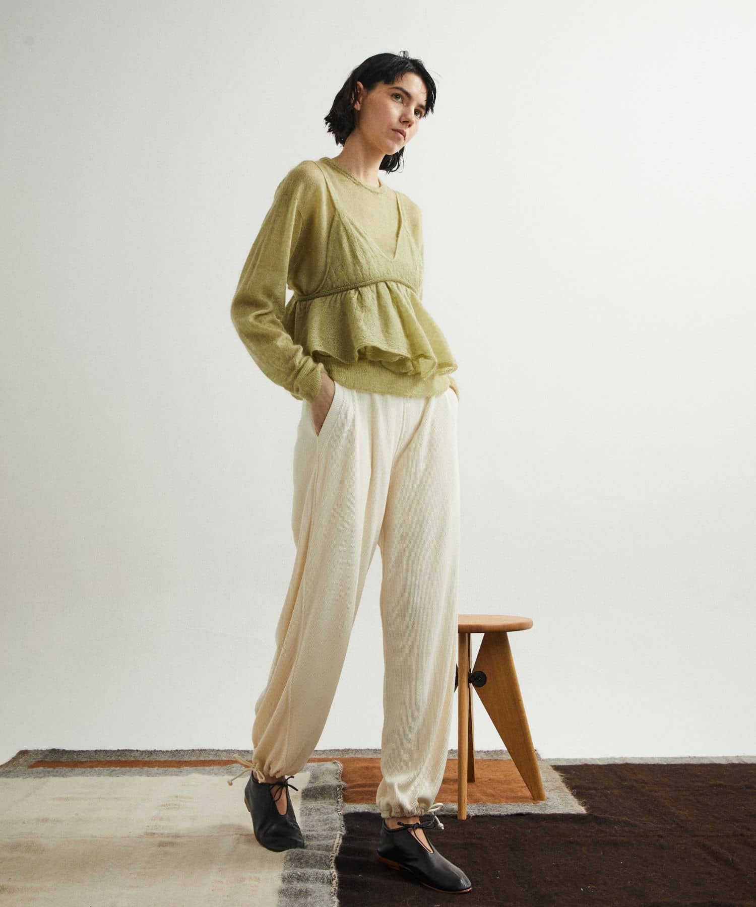 unfil　mohair&silk camisole top lightgreen 1