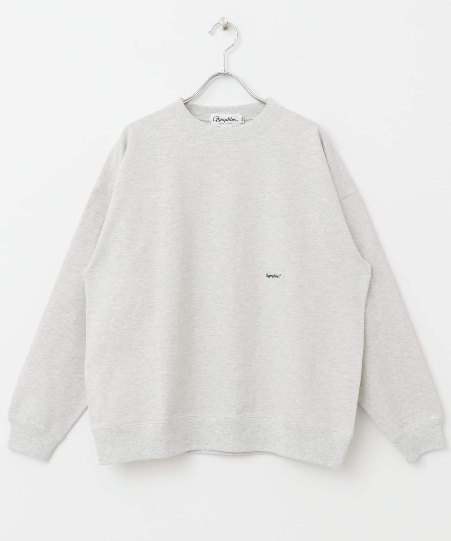 GYMPHLEX　CREW NECK LONG-SLEEVE T-SHIRTS LIGHT GREY XS