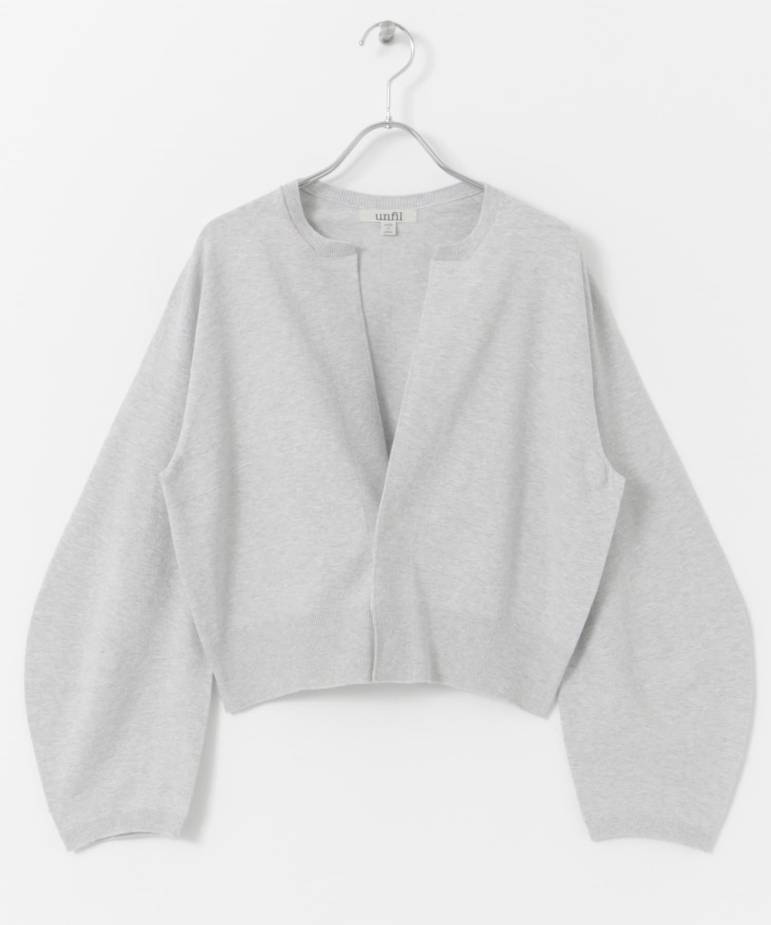 unfil　crew-neck cardigan light gray 1