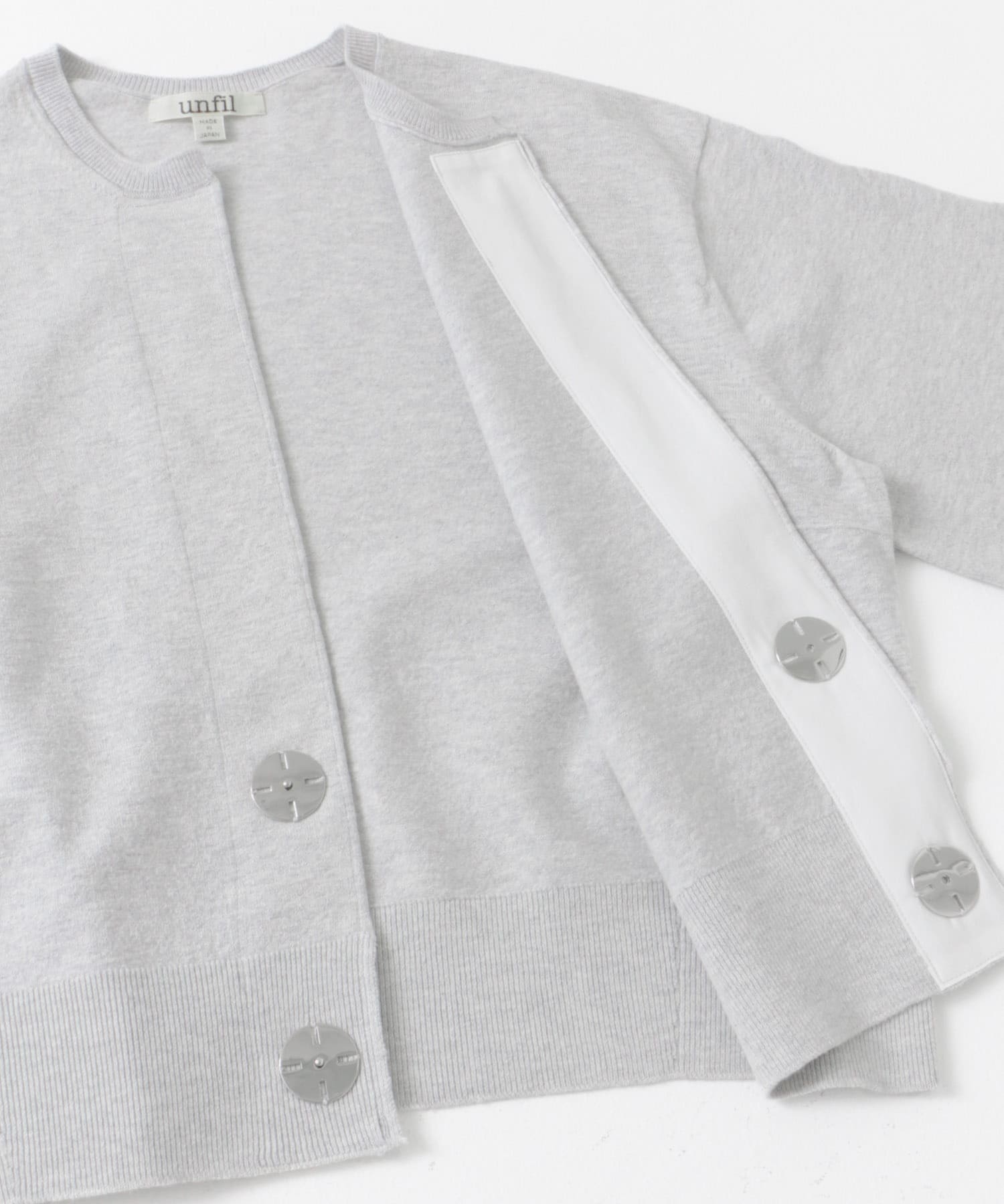unfil　crew-neck cardigan light gray 1