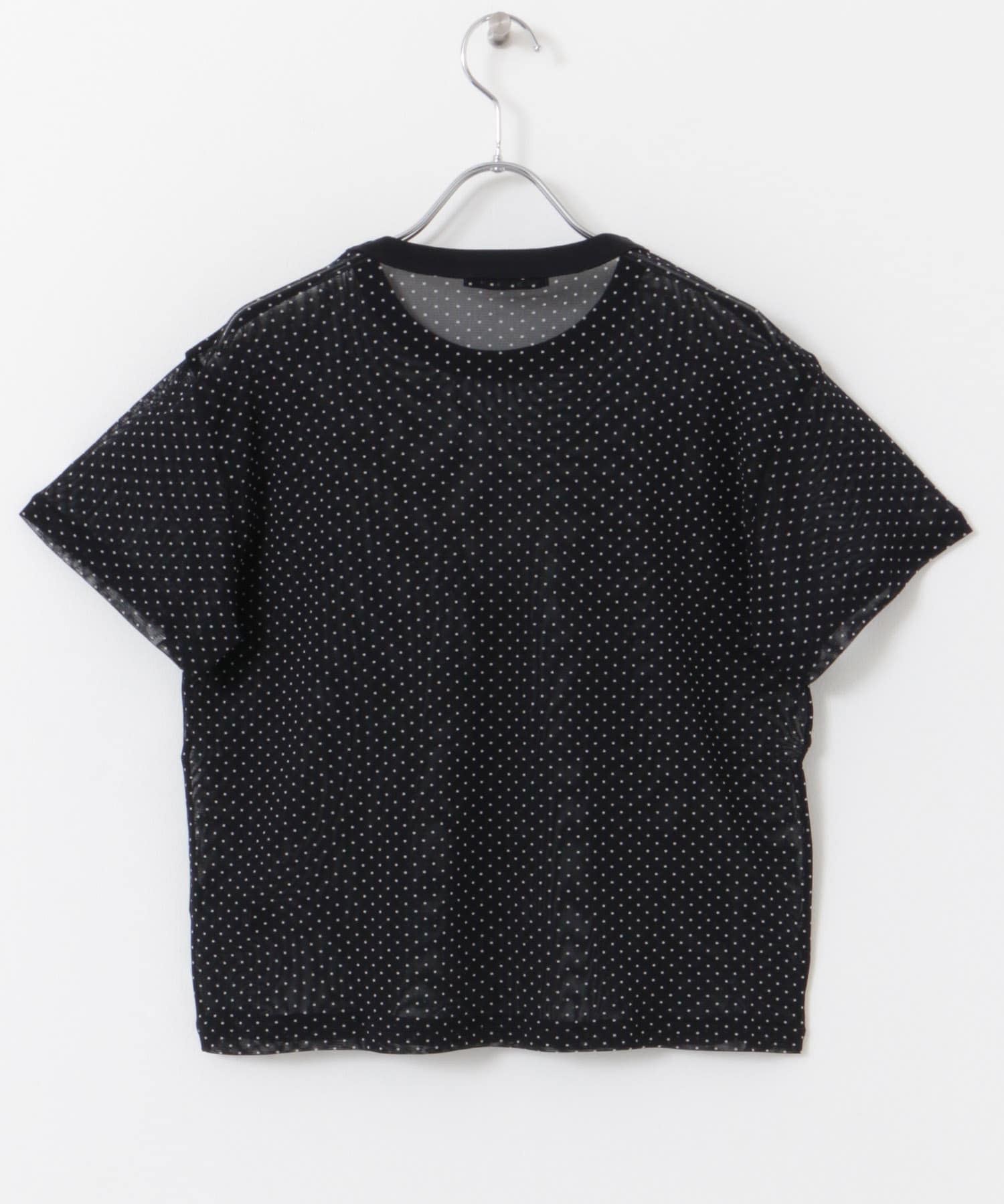 mizuiro ind　mesh dot crew-neck T-shirts navy FREE