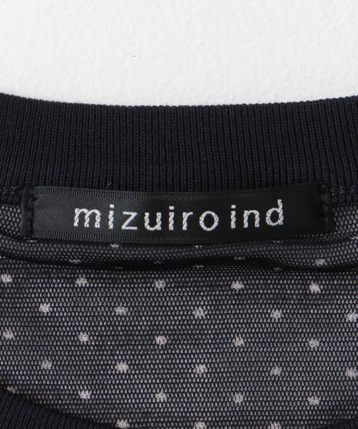 mizuiro ind　mesh dot crew-neck T-shirts navy FREE