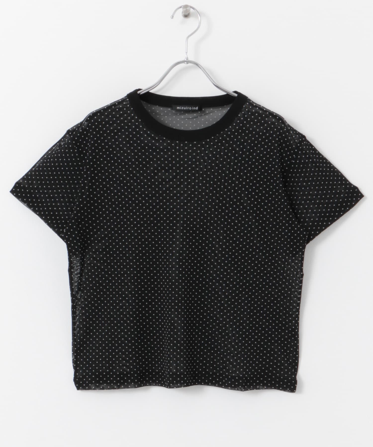 mizuiro ind　mesh dot crew-neck T-shirts black FREE