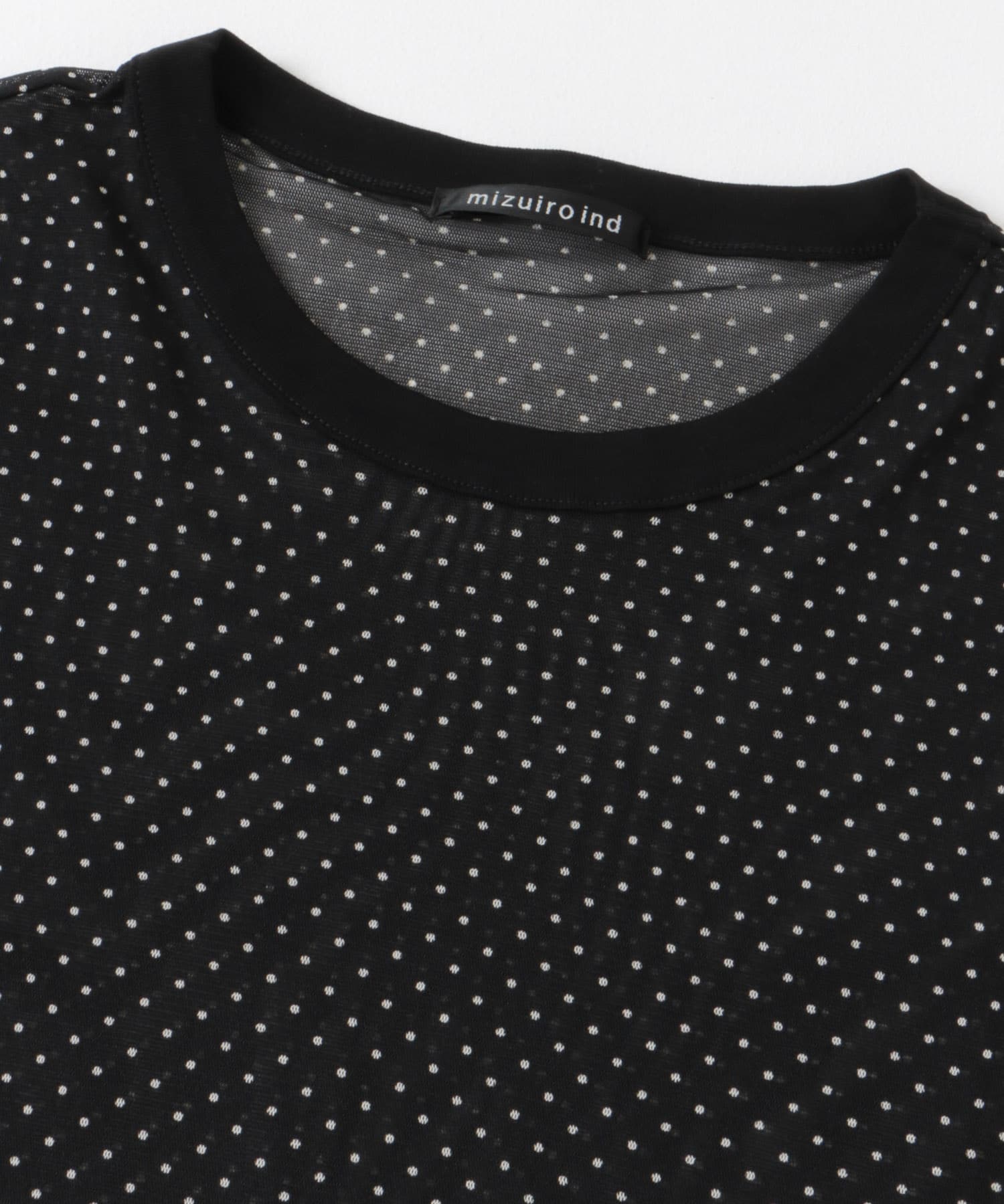 mizuiro ind　mesh dot crew-neck T-shirts black FREE