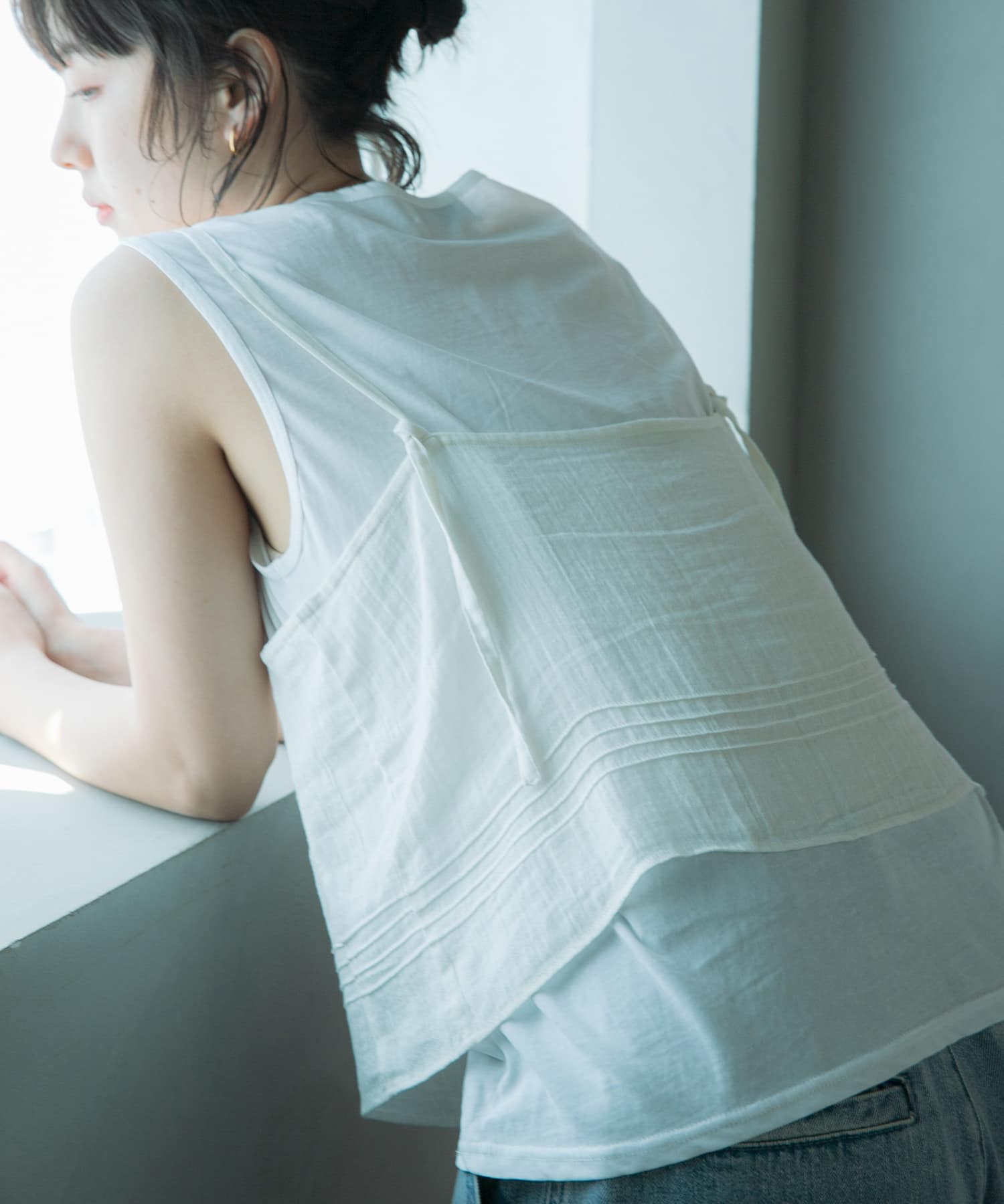 『別注』olu’ment×DOORS　コットンモス刺繍キャミソール IVORY one