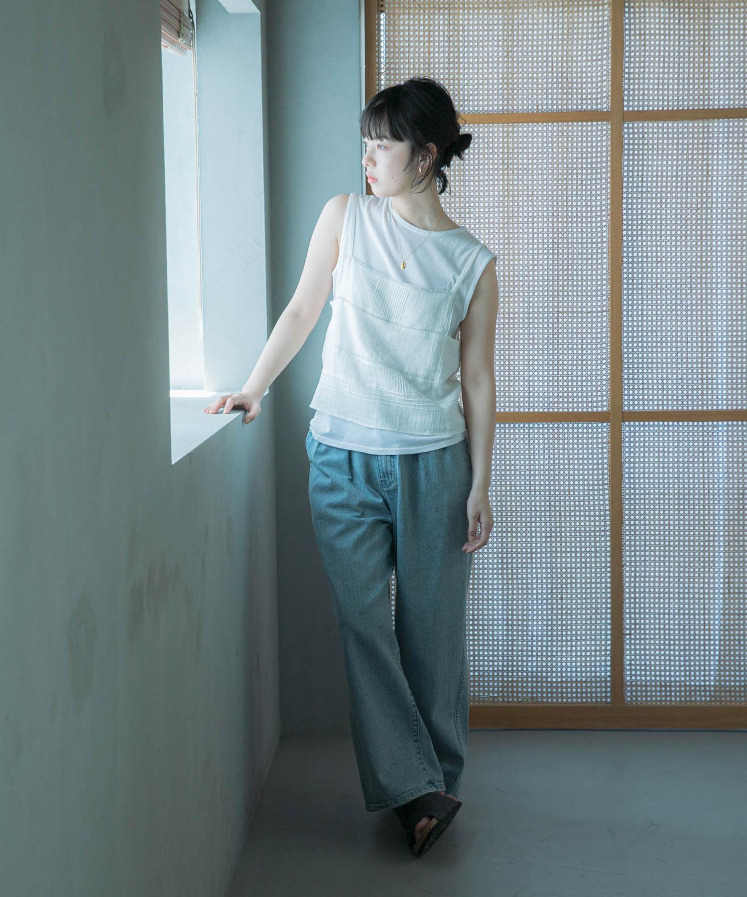 『別注』olu’ment×DOORS　コットンモス刺繍キャミソール IVORY one