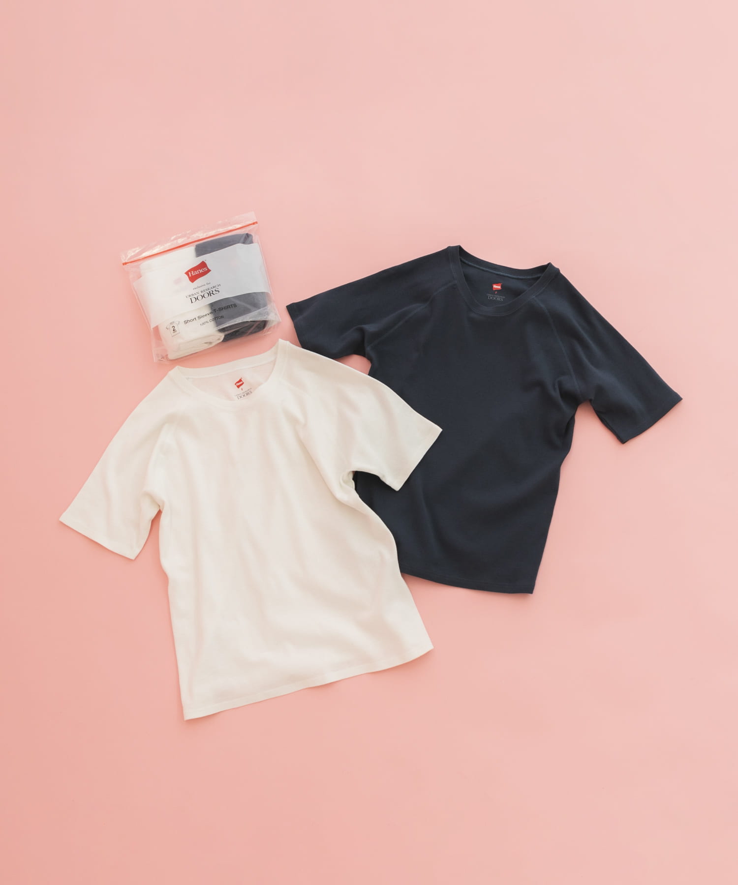 『別注』HANES×DOORS　2P RaglanSleeve T-shirts WHT×NVY one