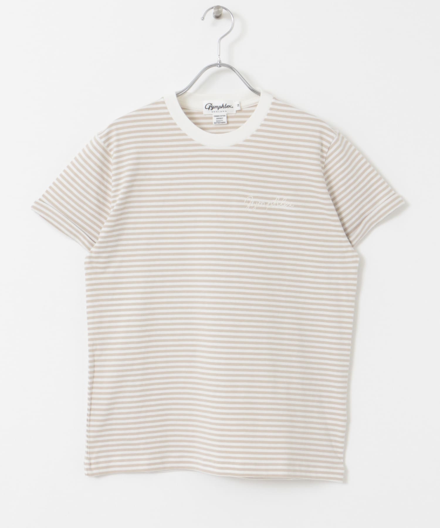 GYMPHLEX　SHORT-SLEEVE T-SHIRTS BEG STRIPE 14