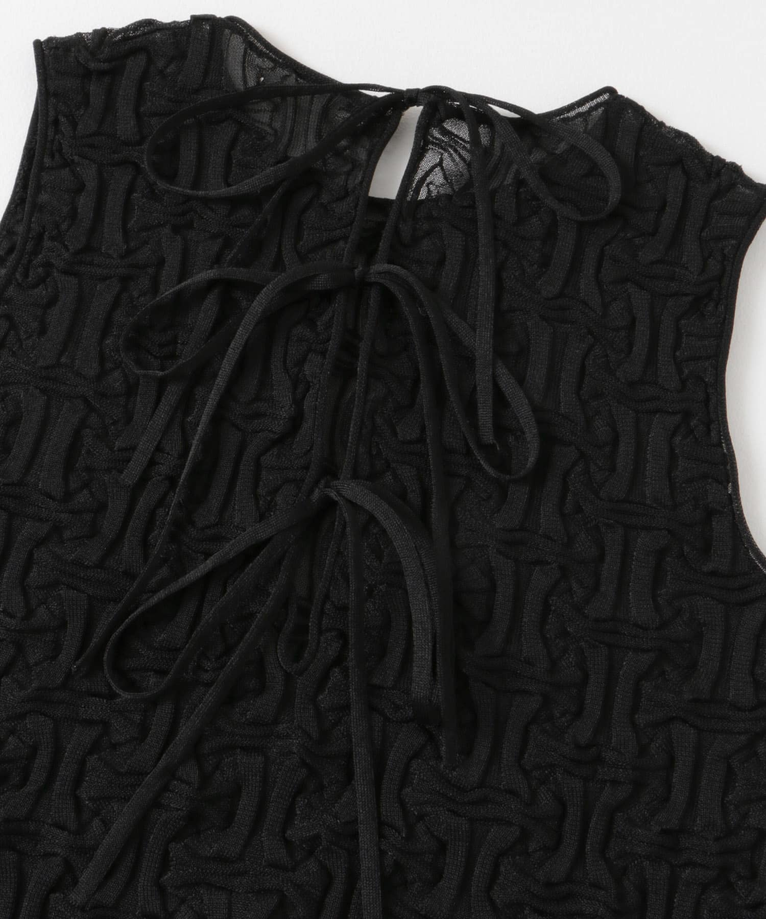 OPEN SESAME CLUB　sheerlattice tops BLACK one
