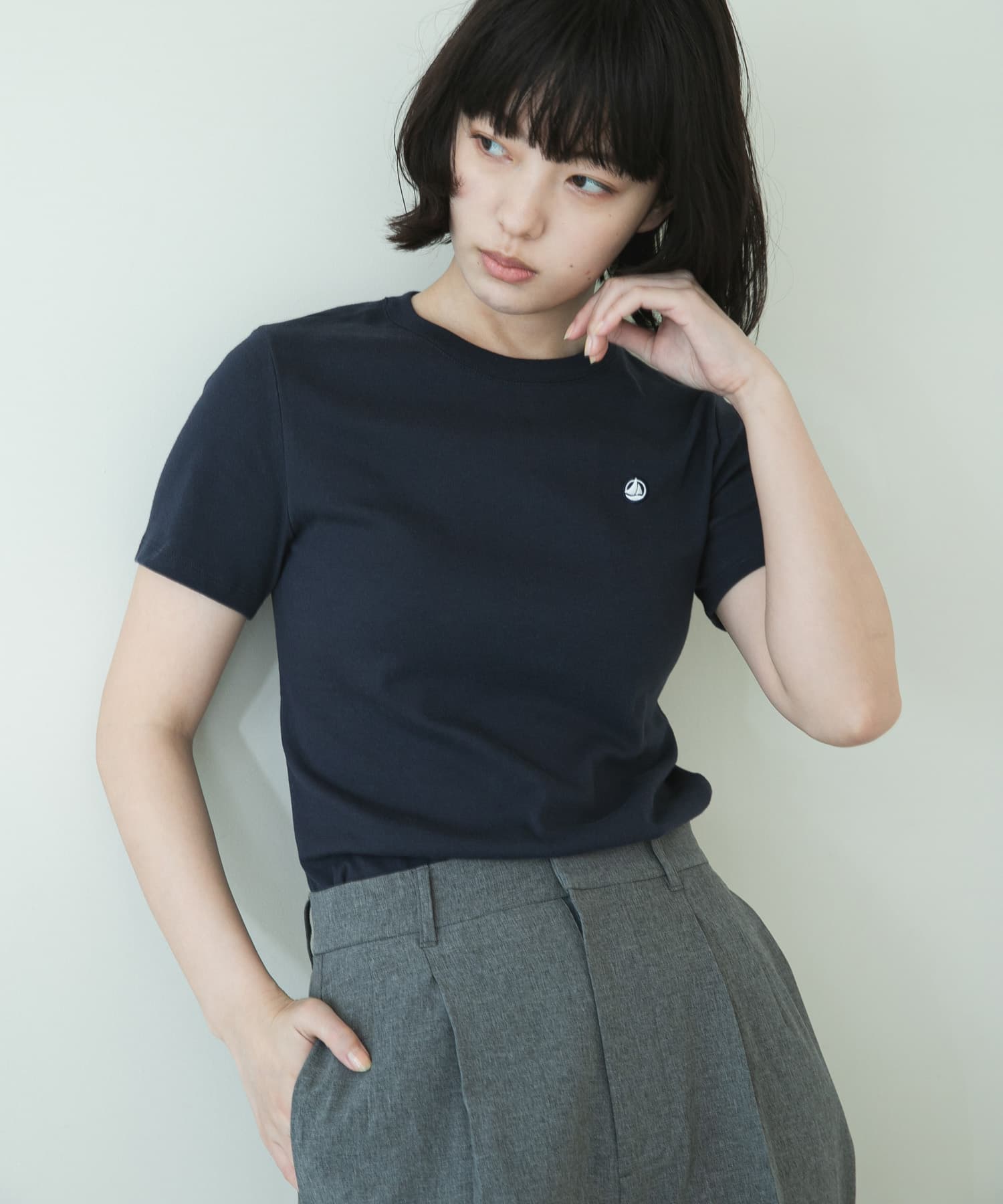 『別注』PETIT BATEAU×DOORS　embroideryt-shirts smoking XS