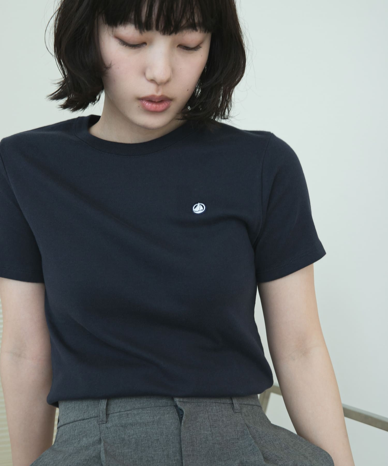 『別注』PETIT BATEAU×DOORS　embroideryt-shirts smoking XS