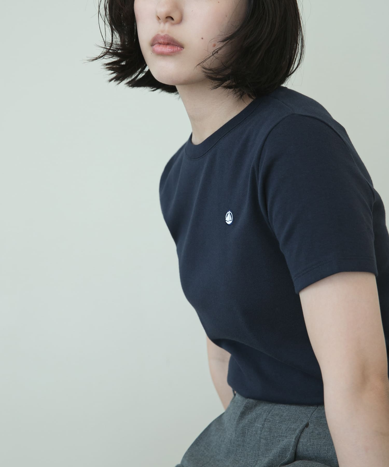 『別注』PETIT BATEAU×DOORS　embroideryt-shirts smoking XS