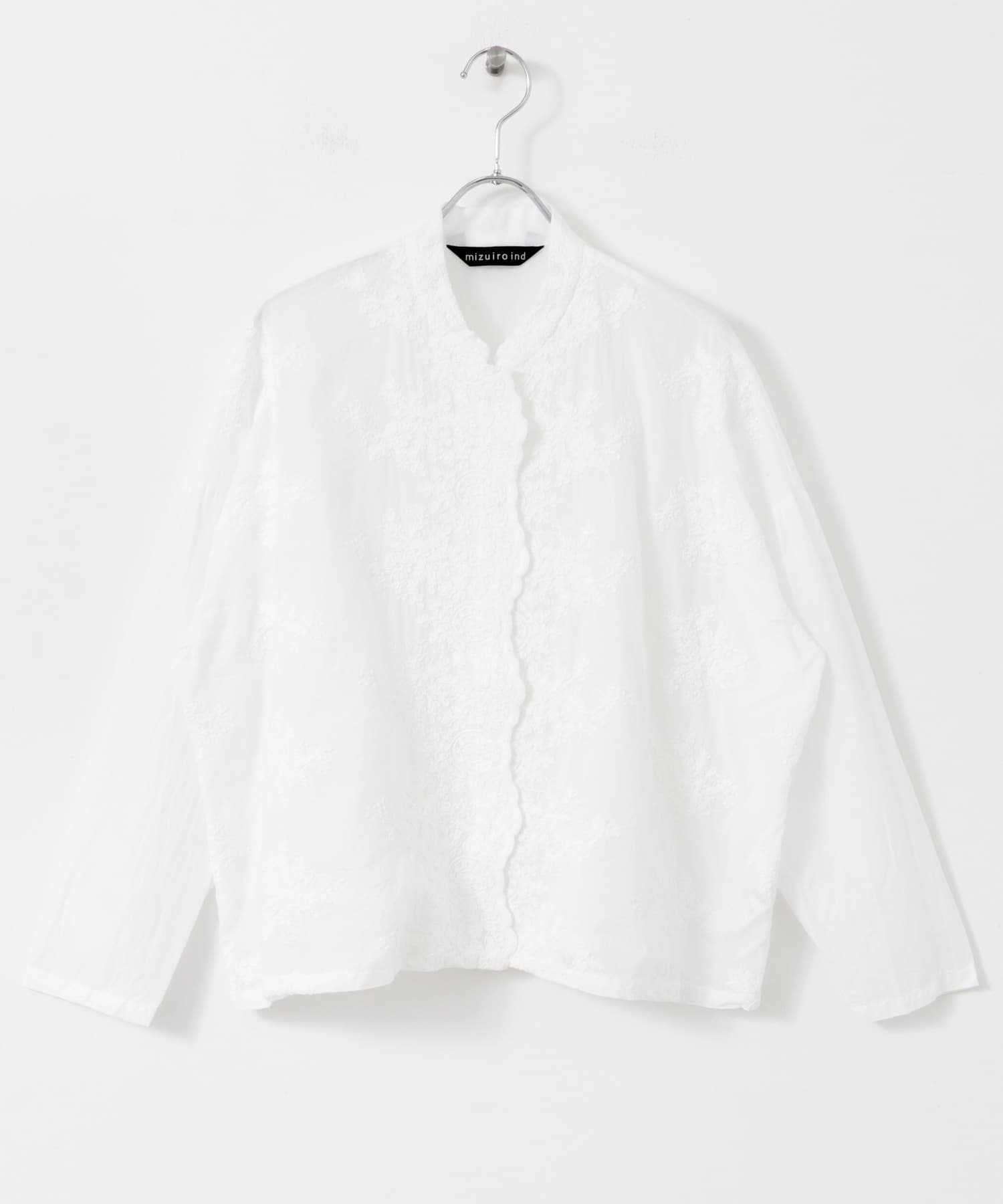 mizuiro ind　lacestandcollar wideshirts off white one