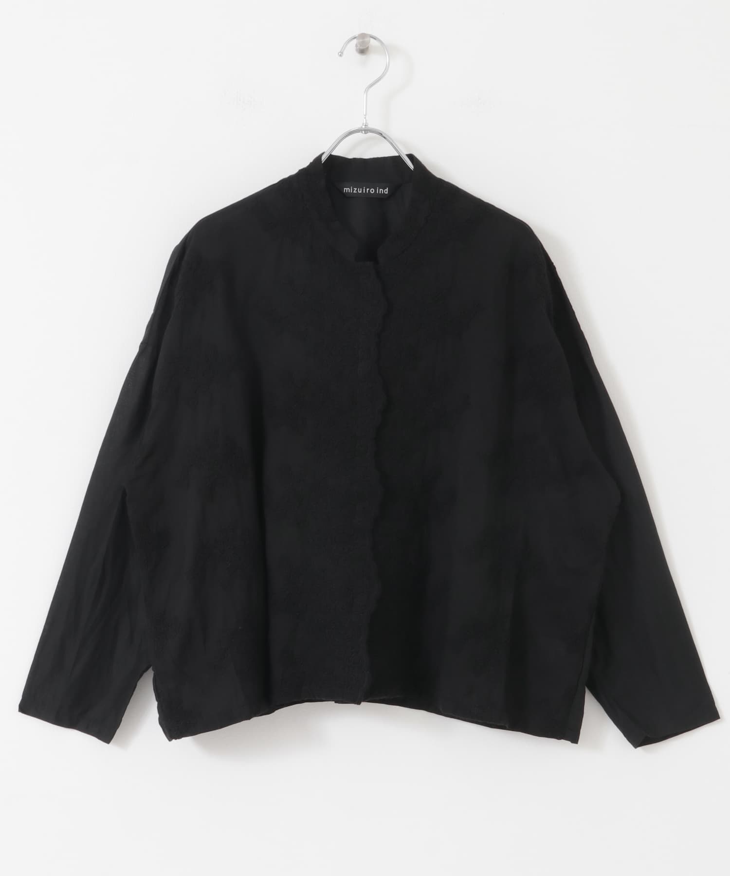 mizuiro ind　lacestandcollar wideshirts black one