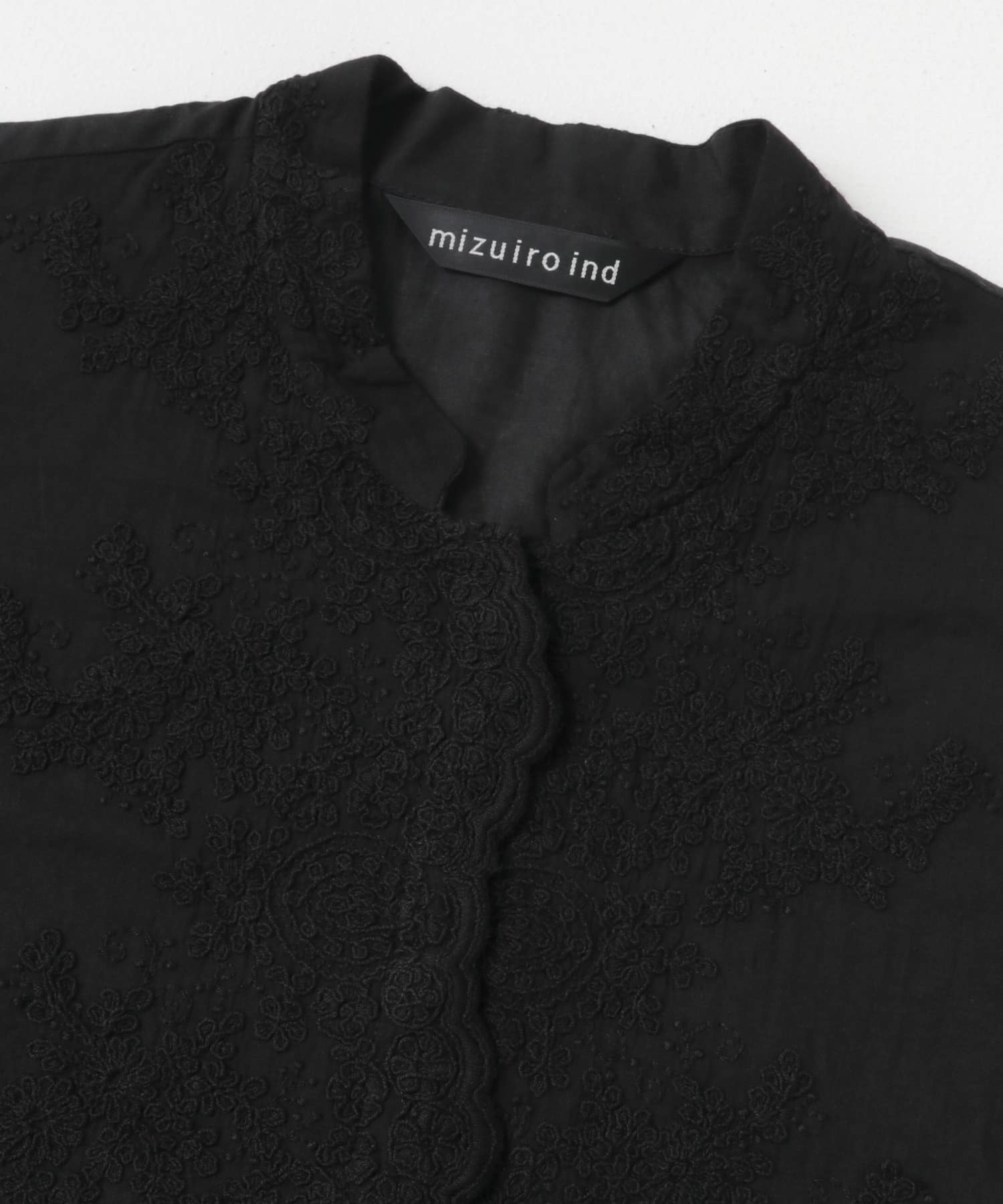 mizuiro ind　lacestandcollar wideshirts black one