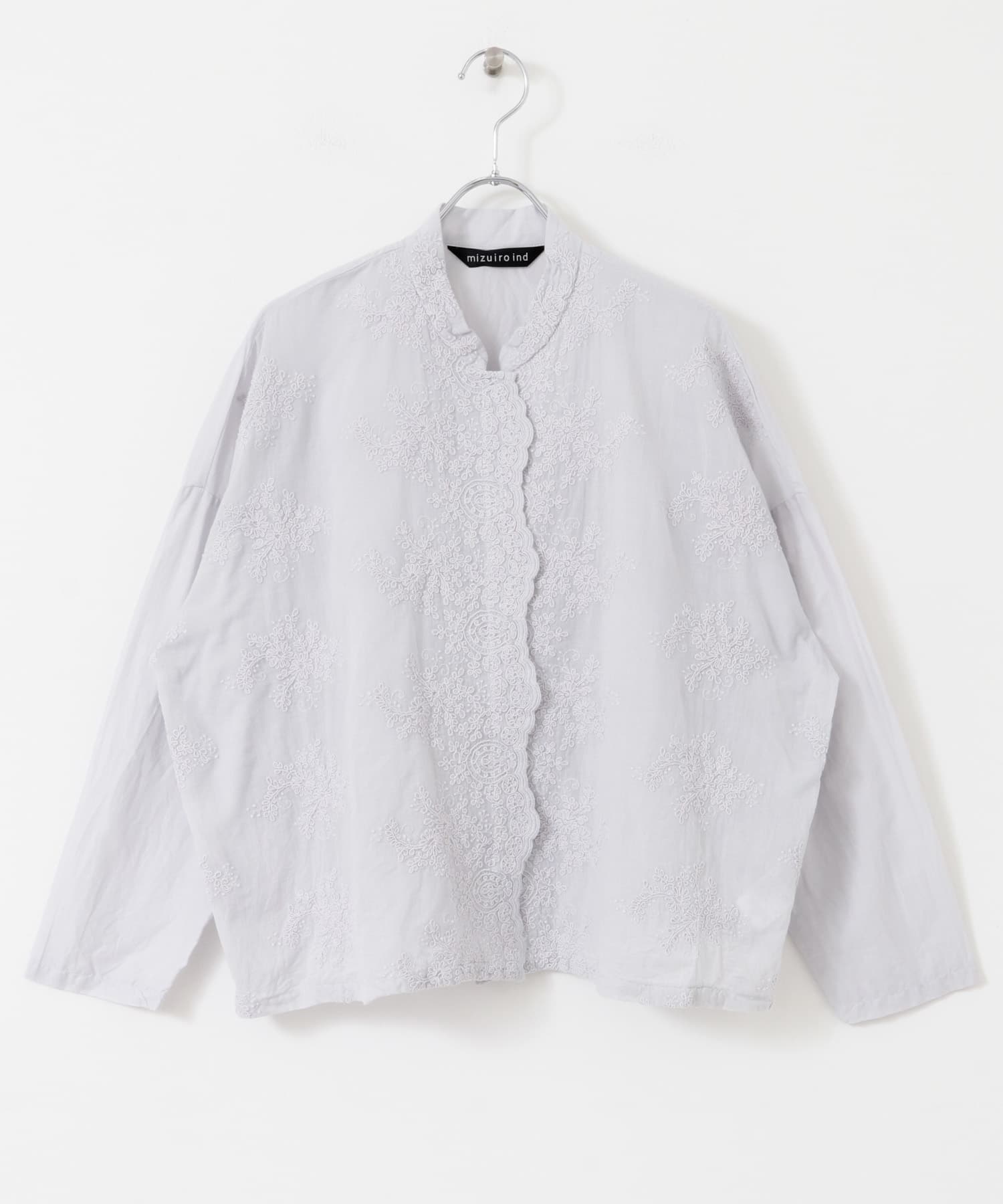 mizuiro ind lacestandcollar wideshirts(one off white): トップス
