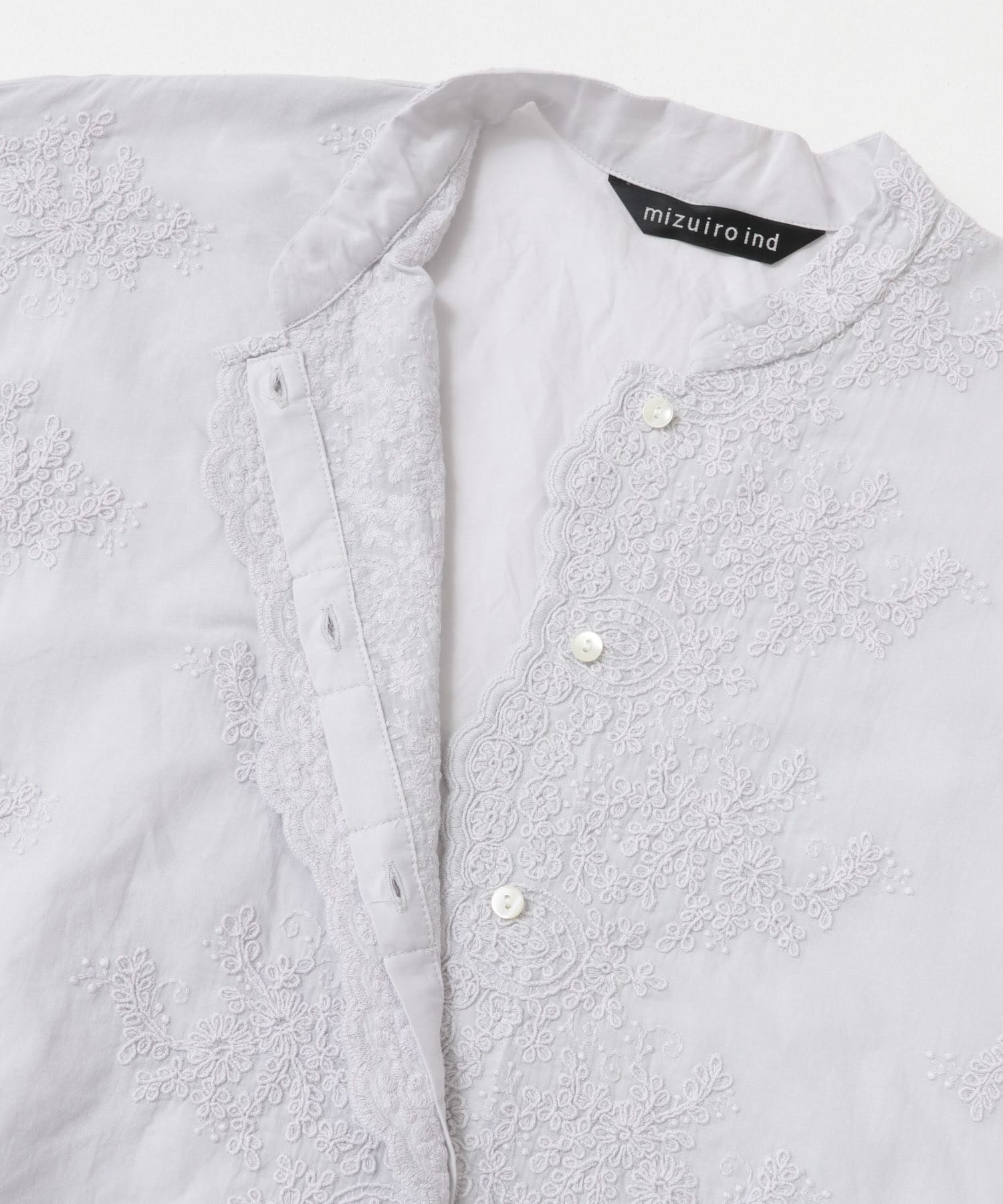 mizuiro ind　lacestandcollar wideshirts l.gray one