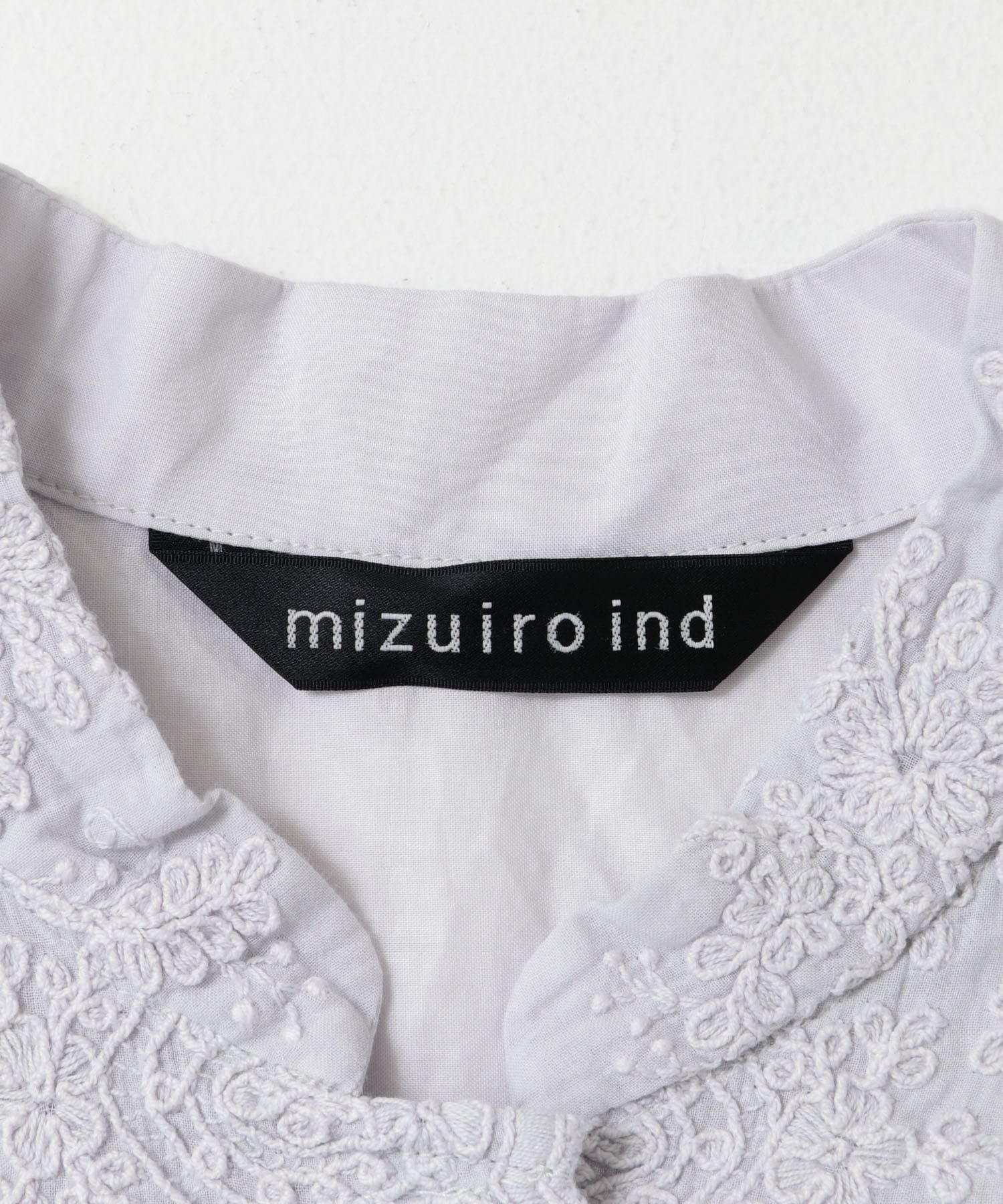 mizuiro ind lacestandcollar wideshirts(one off white): トップス