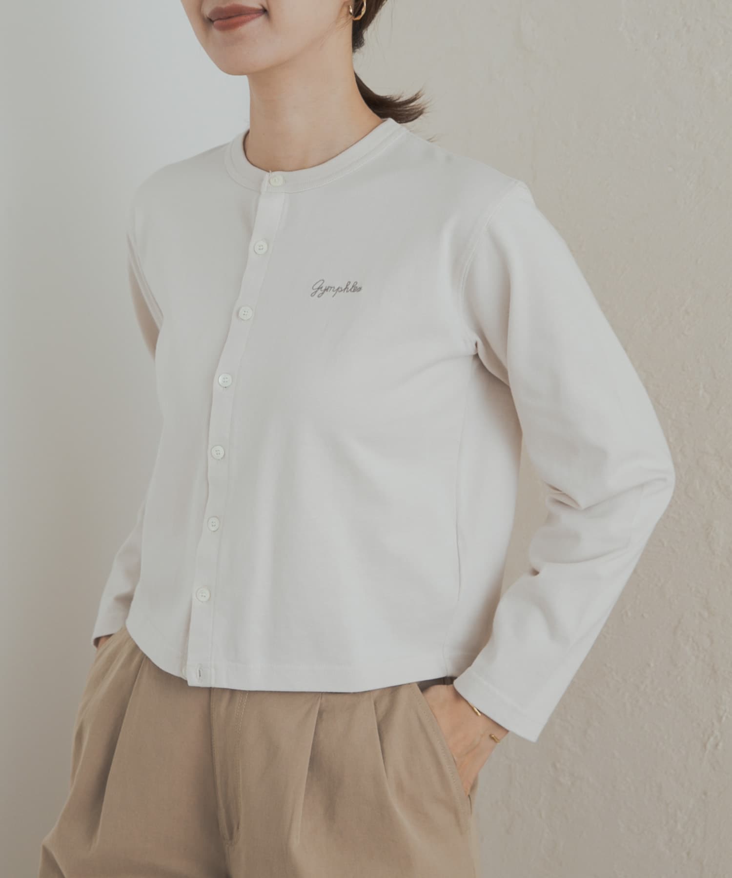 GYMPHLEX　SHORT CREW NECK CARDIGAN