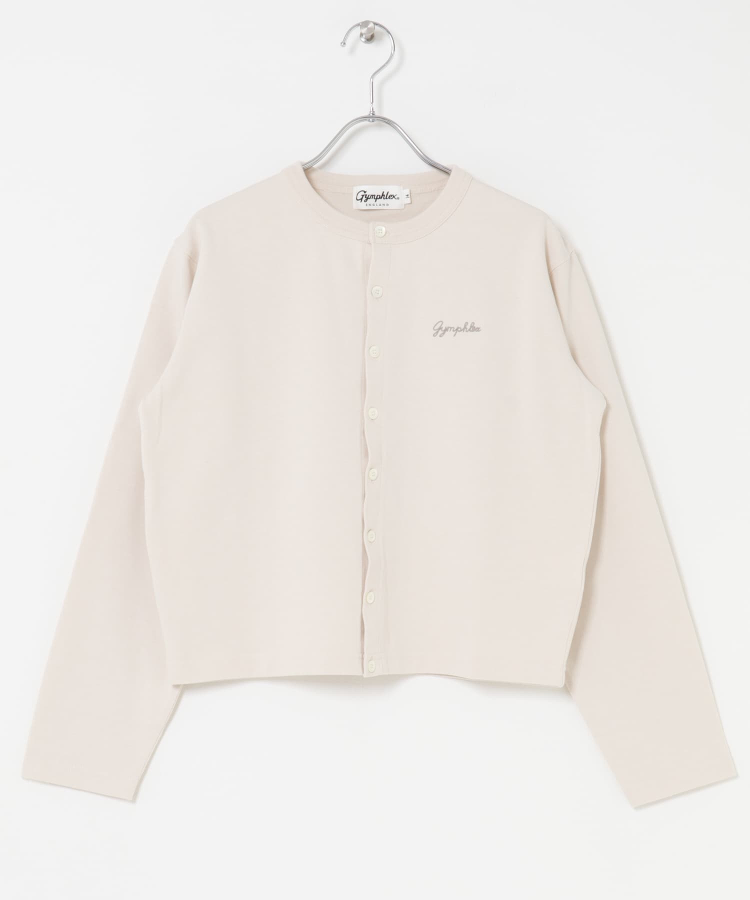 GYMPHLEX　SHORT CREW NECK CARDIGAN GREIGE 14
