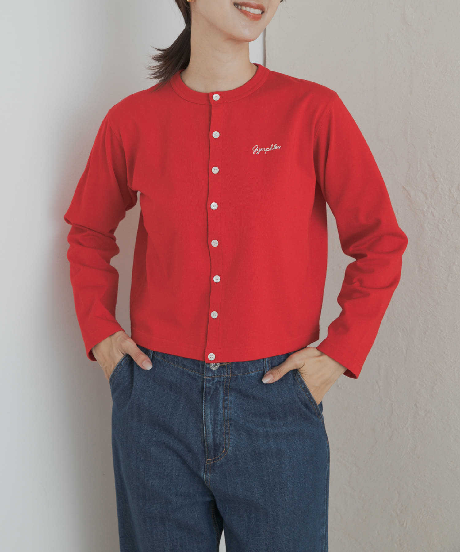 GYMPHLEX　SHORT CREW NECK CARDIGAN